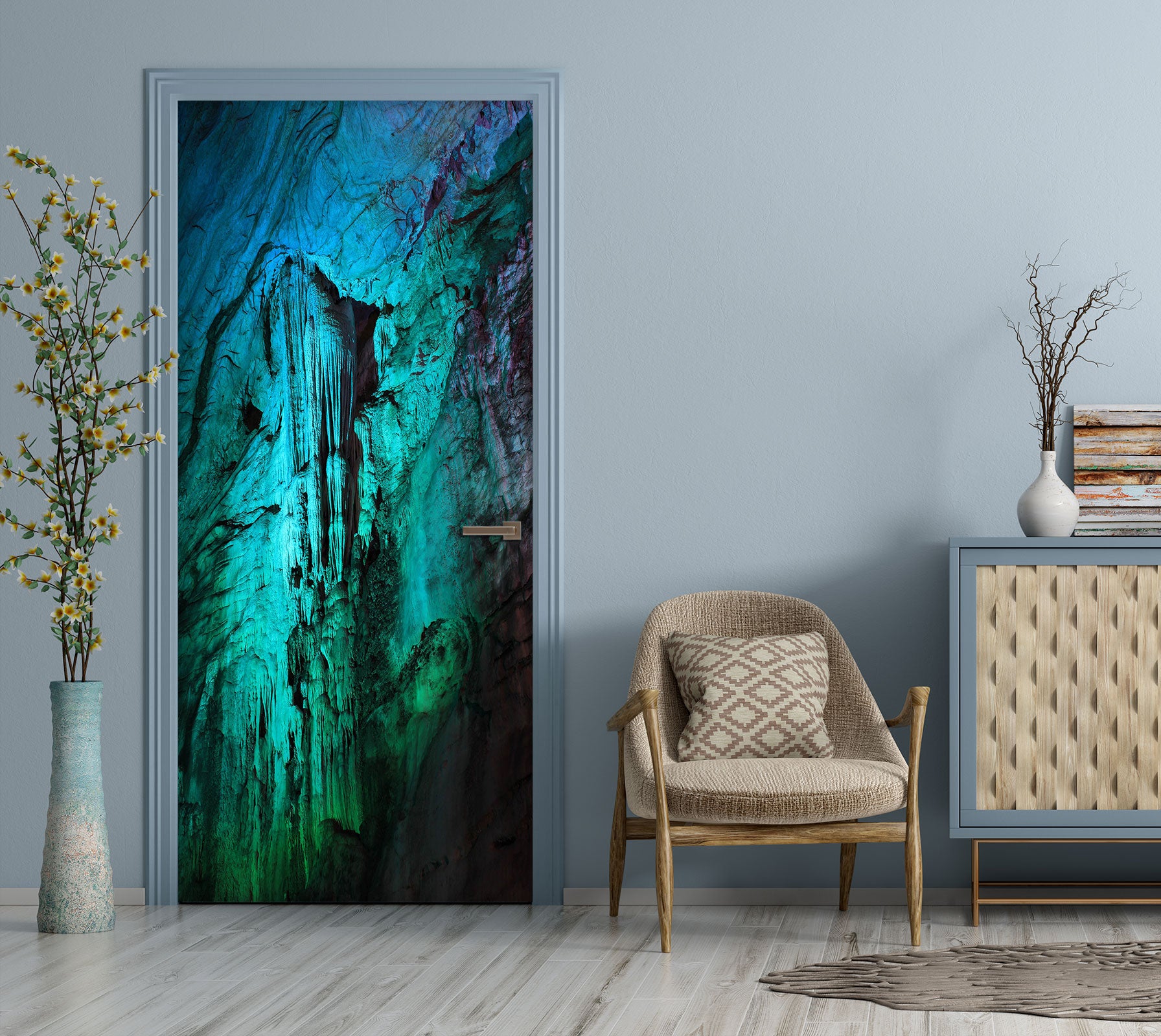 3D Green Stalactite 108 Door Mural