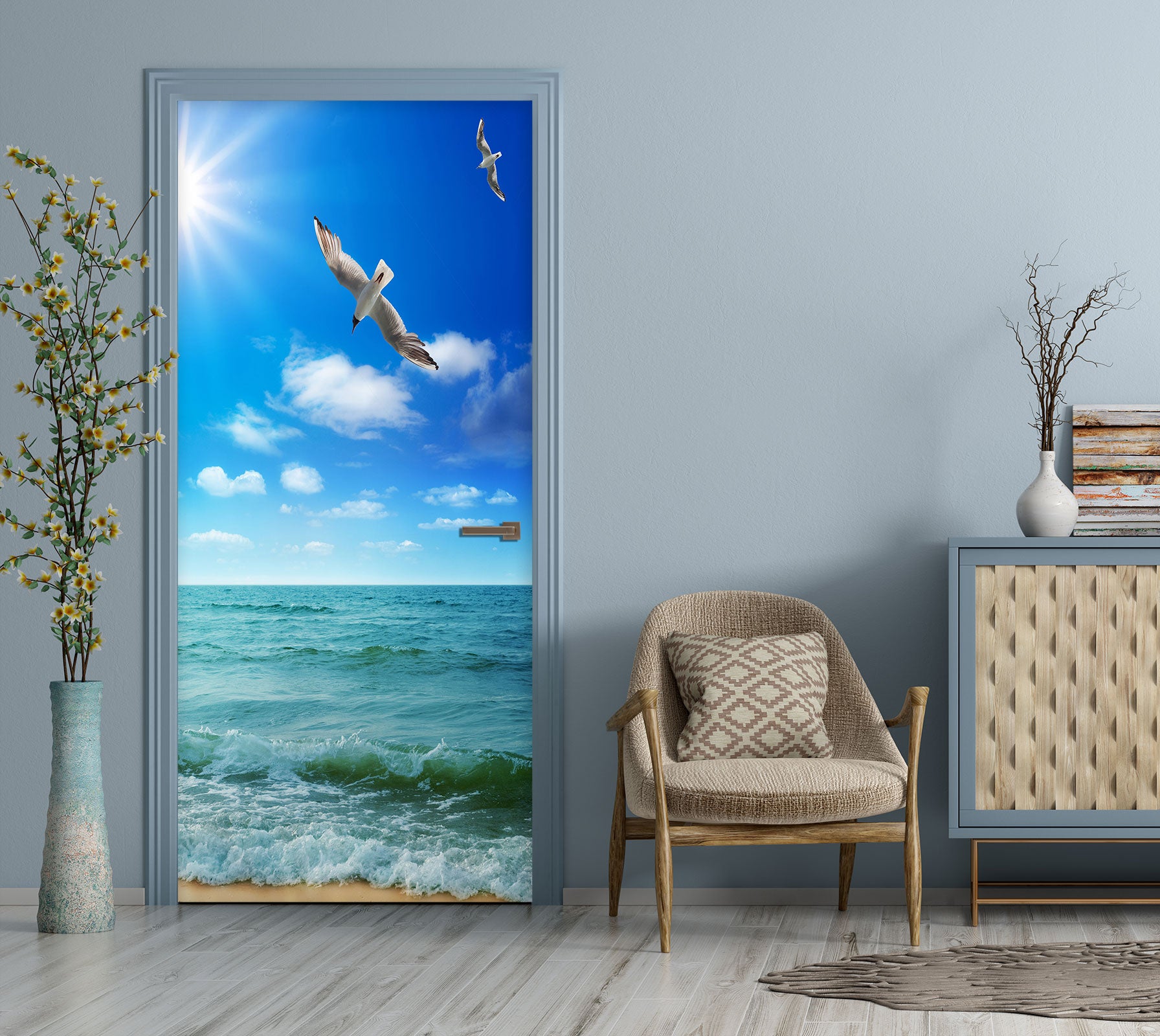 3D The Sea Seagull 24002 Door Mural