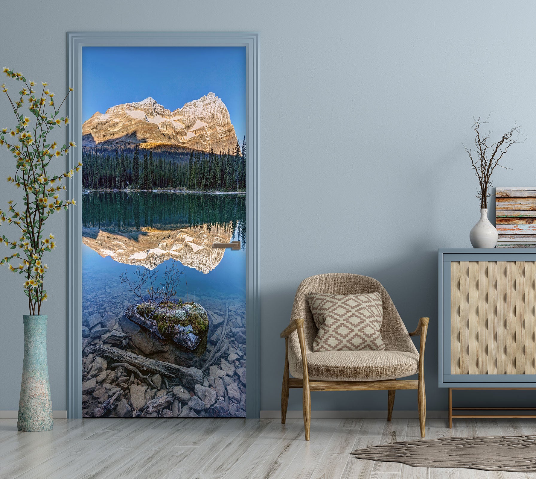 3D Mountain Reflection 23180 Door Mural