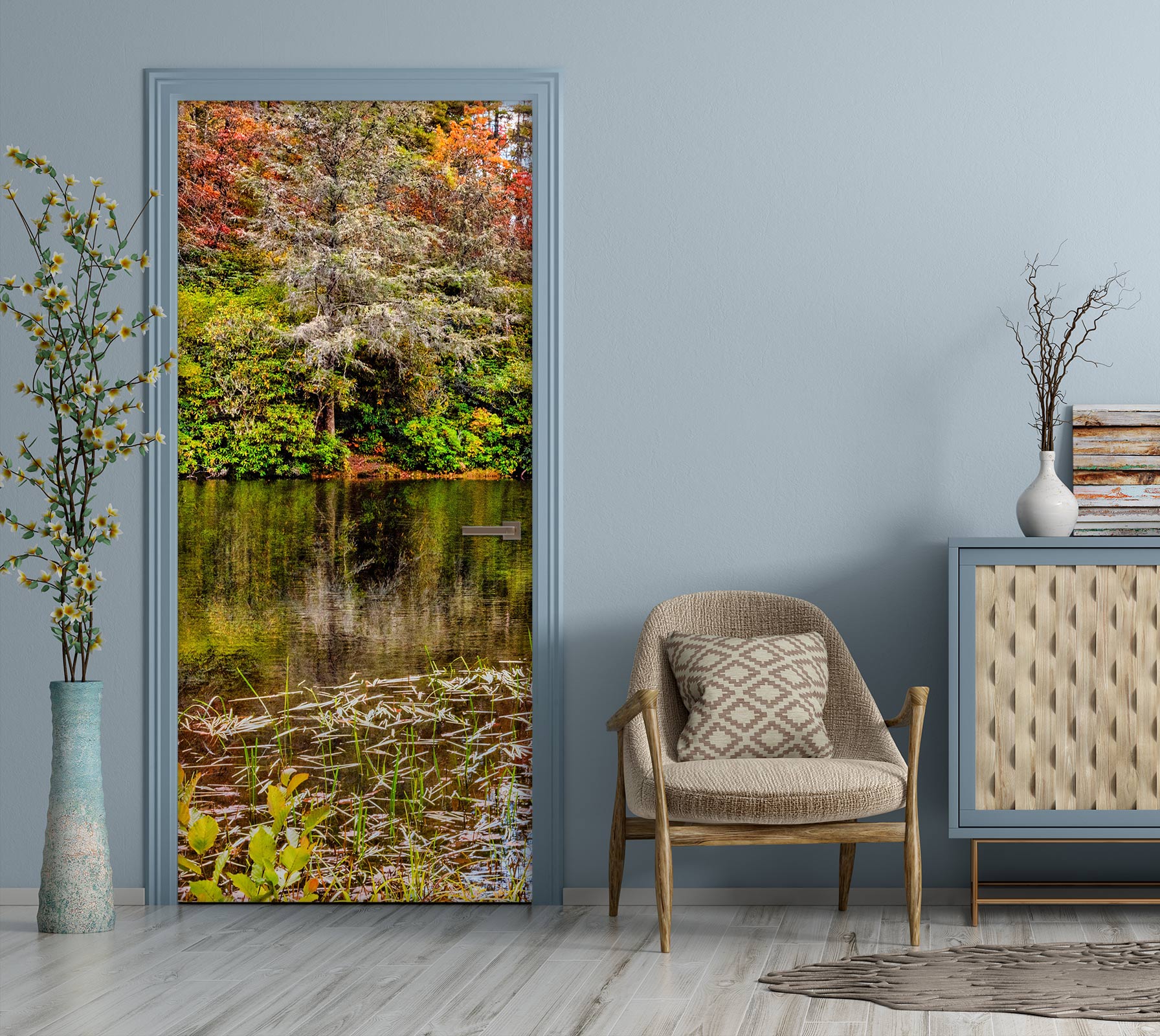 3D Riverside Forest 10832 Beth Sheridan Door Mural