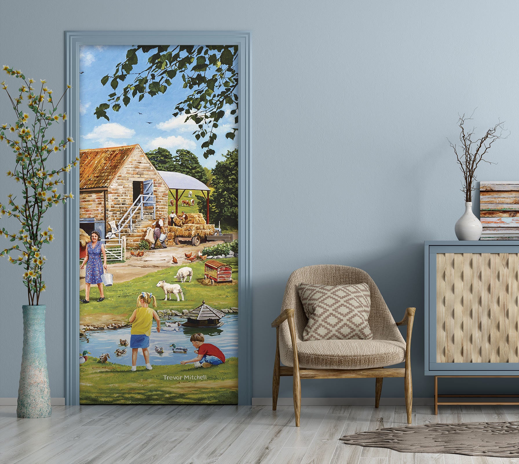 3D Farm Pool Duck 10302 Trevor Mitchell Door Mural