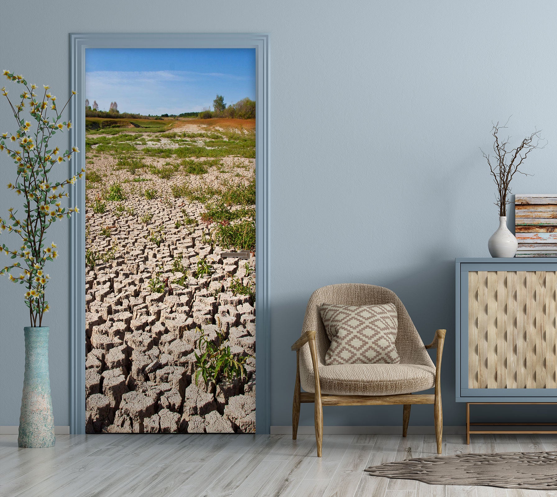 3D Land Grass 089 Door Mural