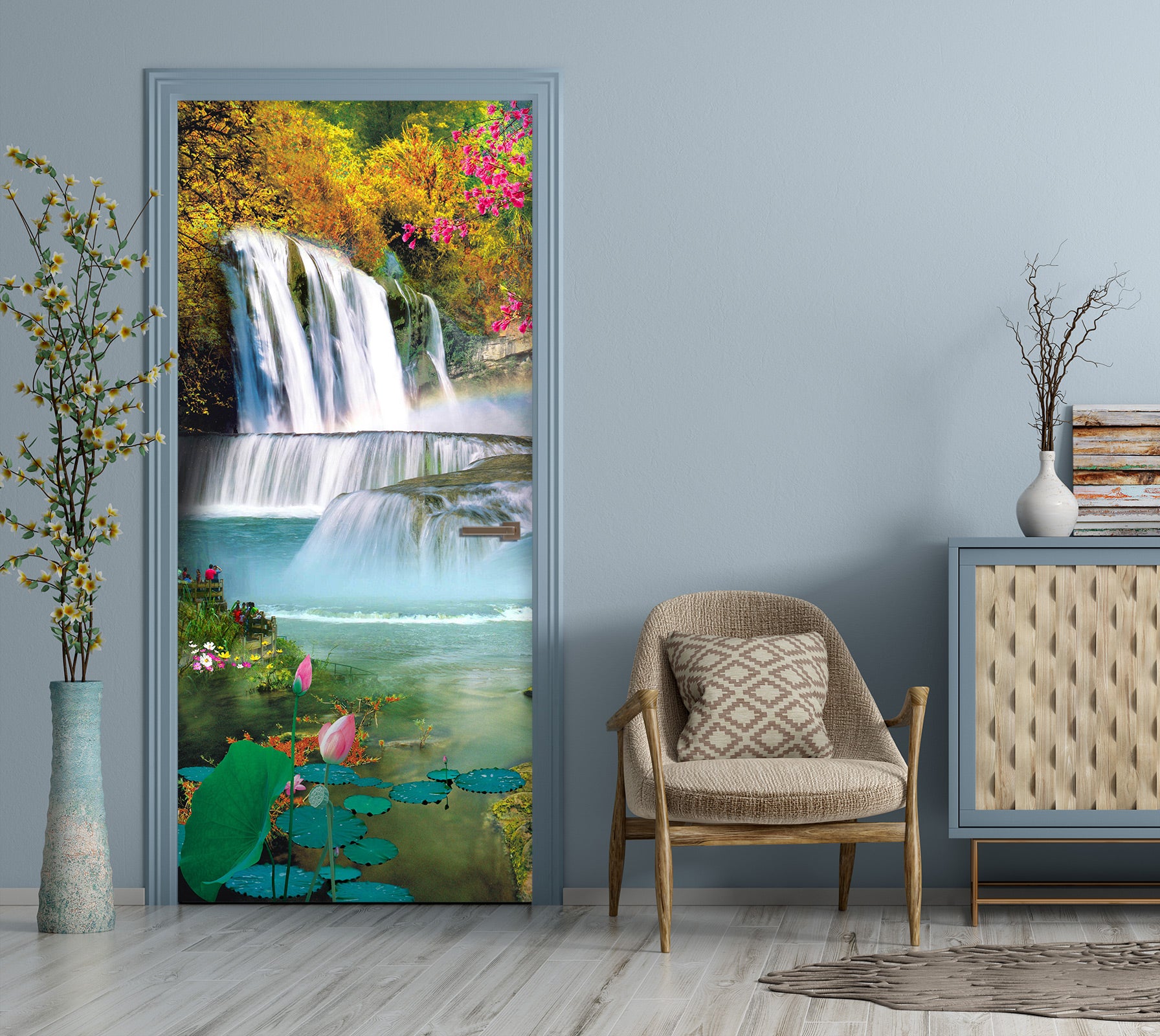 3D Waterfall River Water 23044 Door Mural