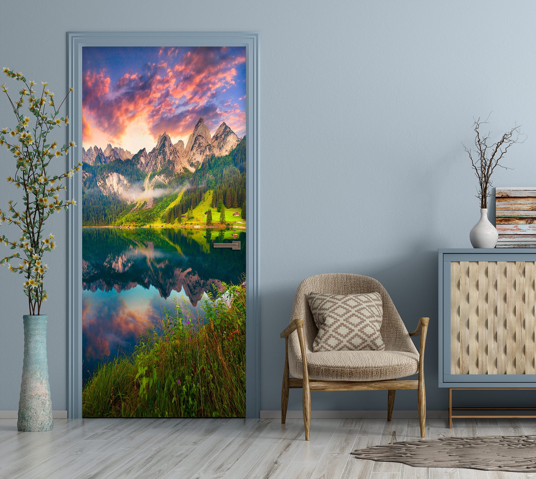 3D Clouds Reflection 24100 Door Mural