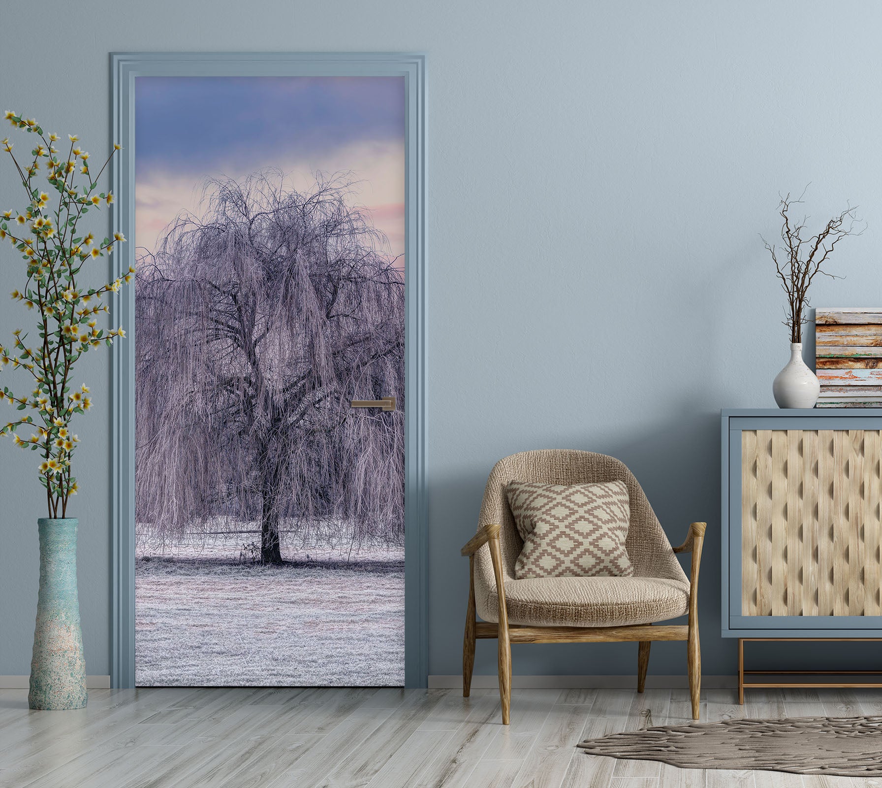 3D Snow Willow 5026 Assaf Frank Door Mural