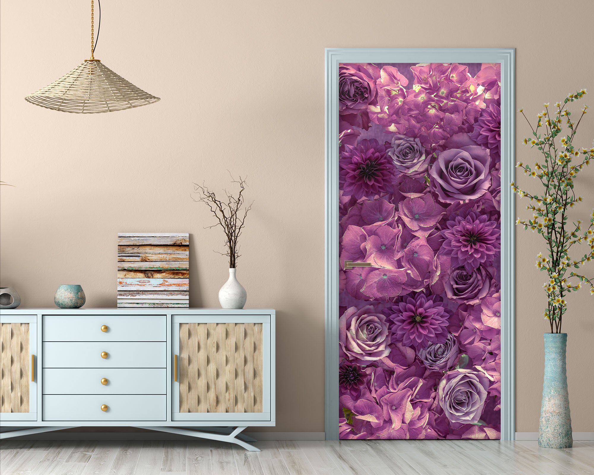 3D Purple Garden 5050 Assaf Frank Door Mural