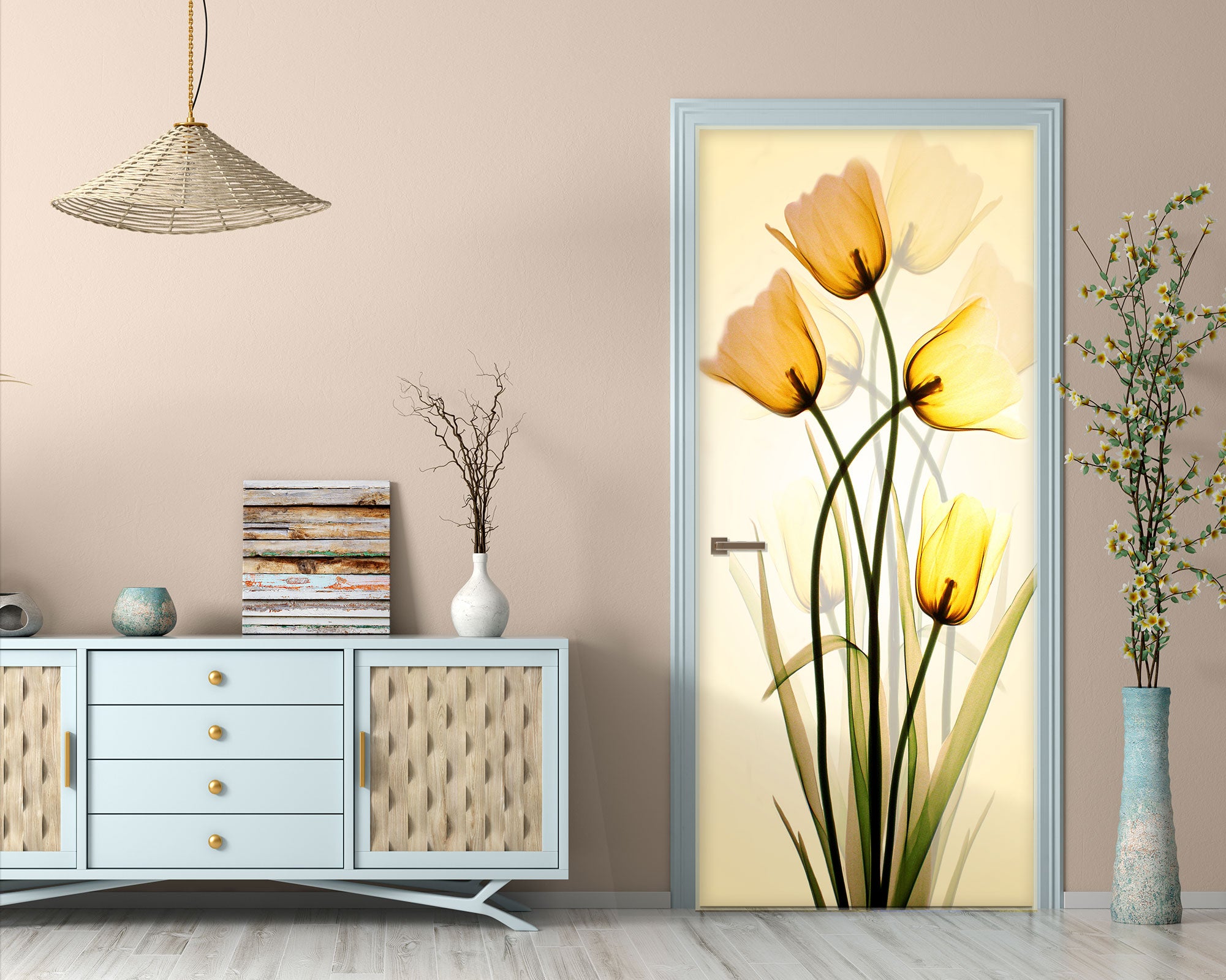 3D Tulip Flowers 23069 Door Mural