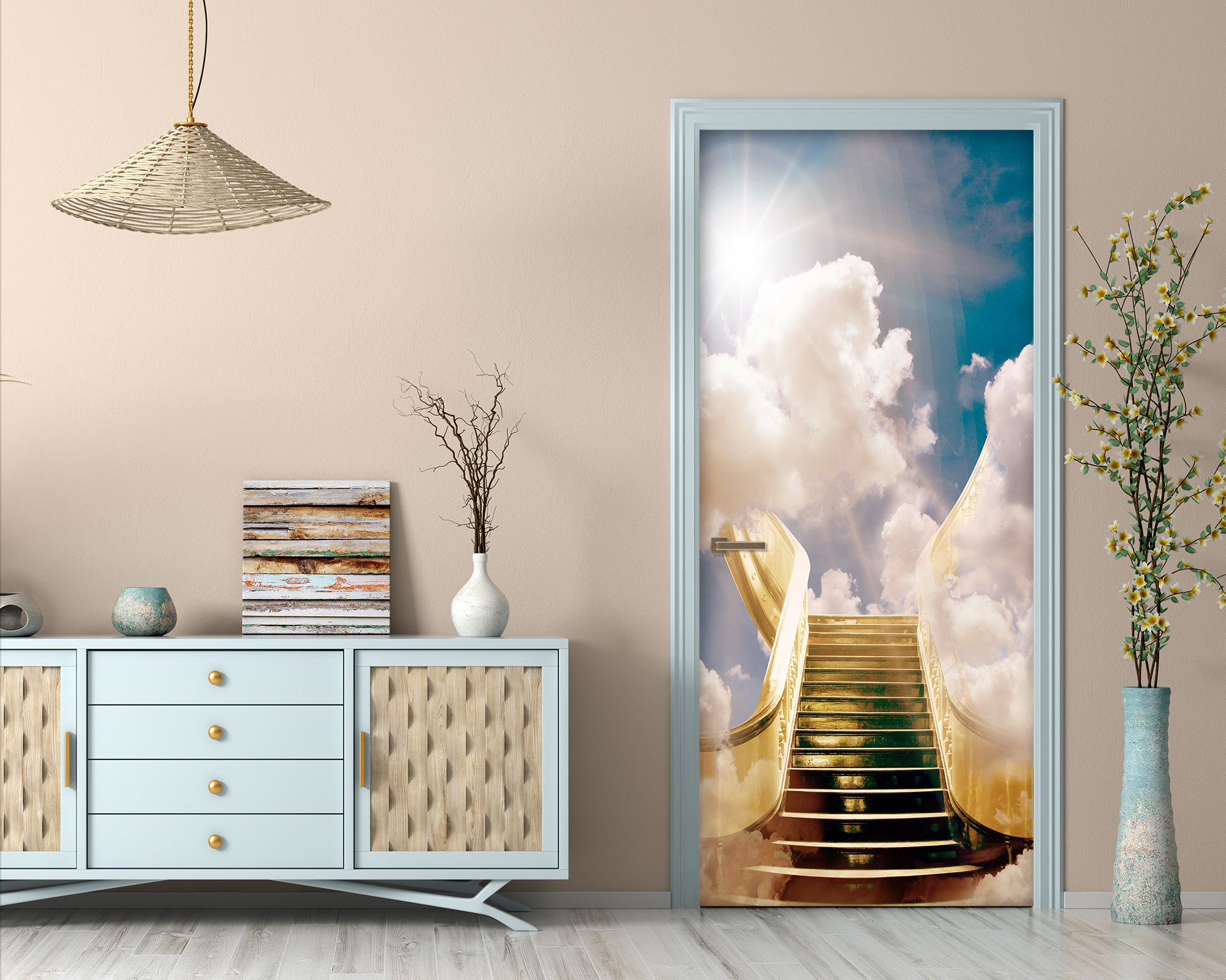 3D Sky Stairs 22058 Door Mural