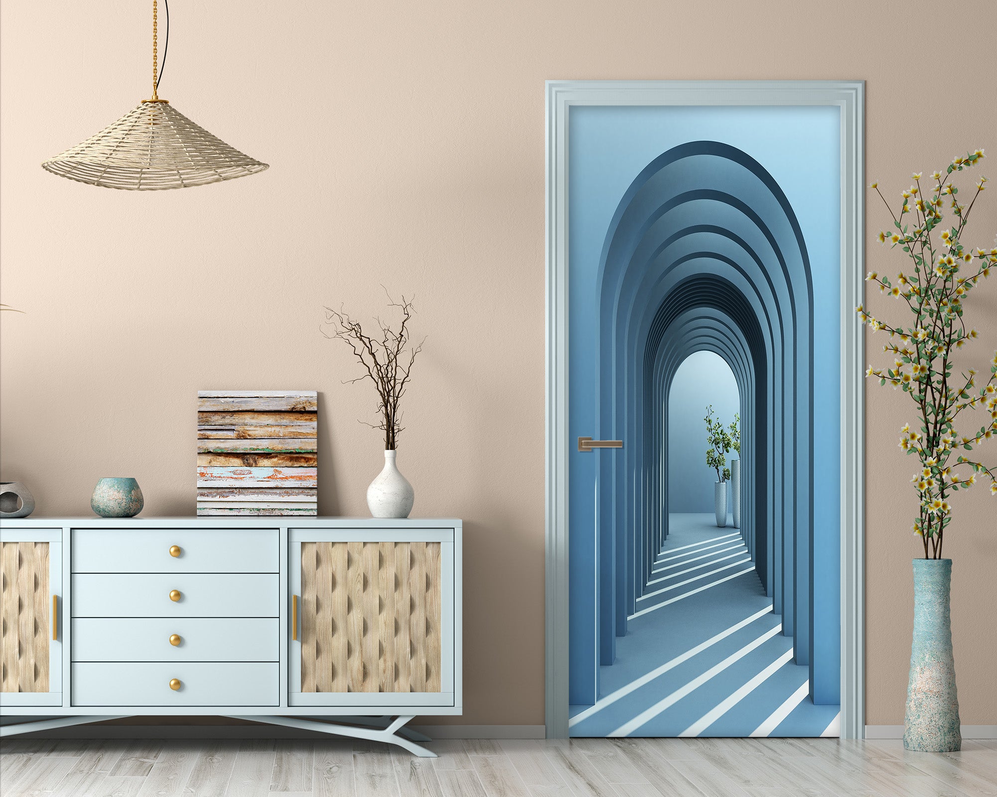 3D Blue Channel 22154 Door Mural