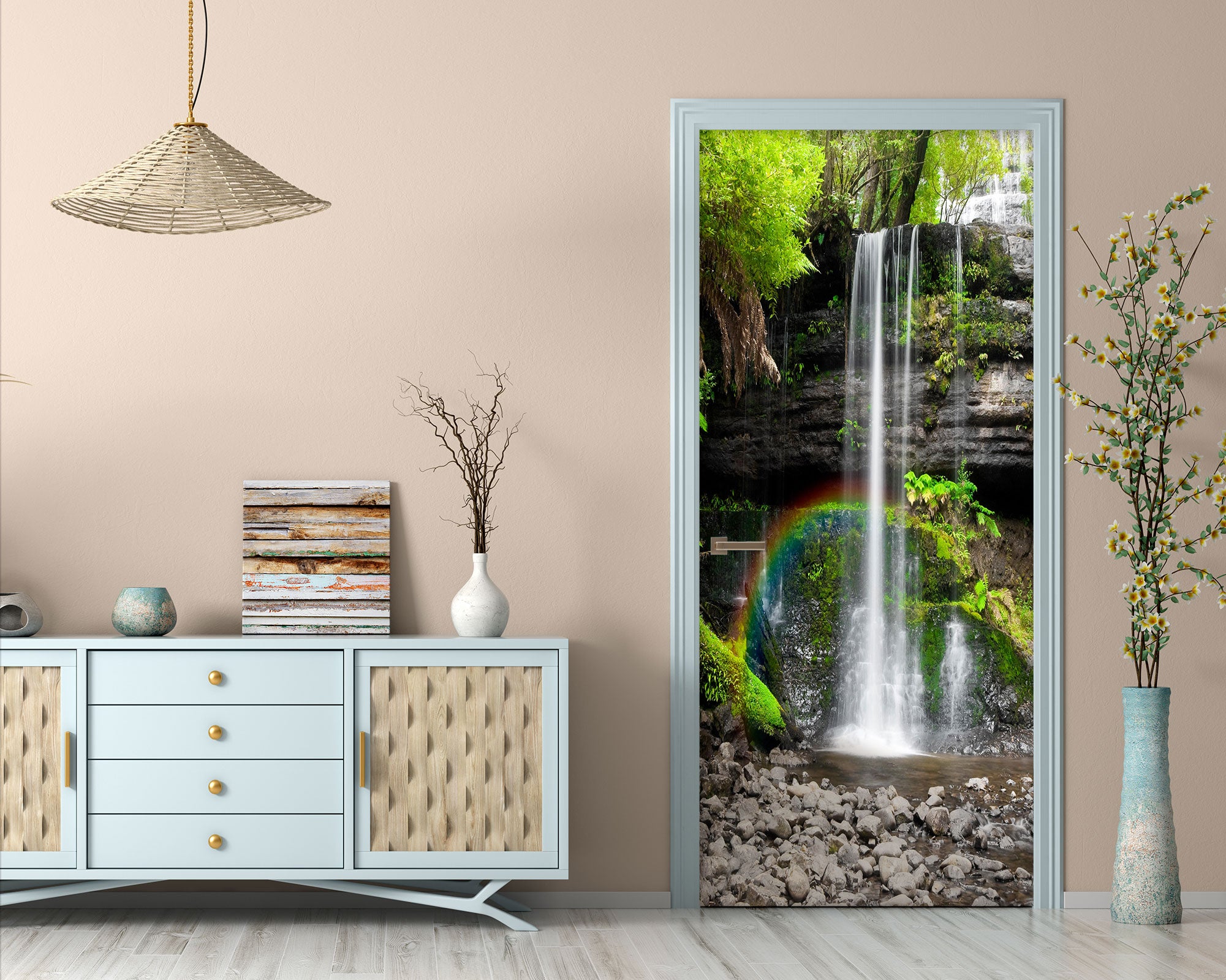 3D Waterfall Stone 23088 Door Mural