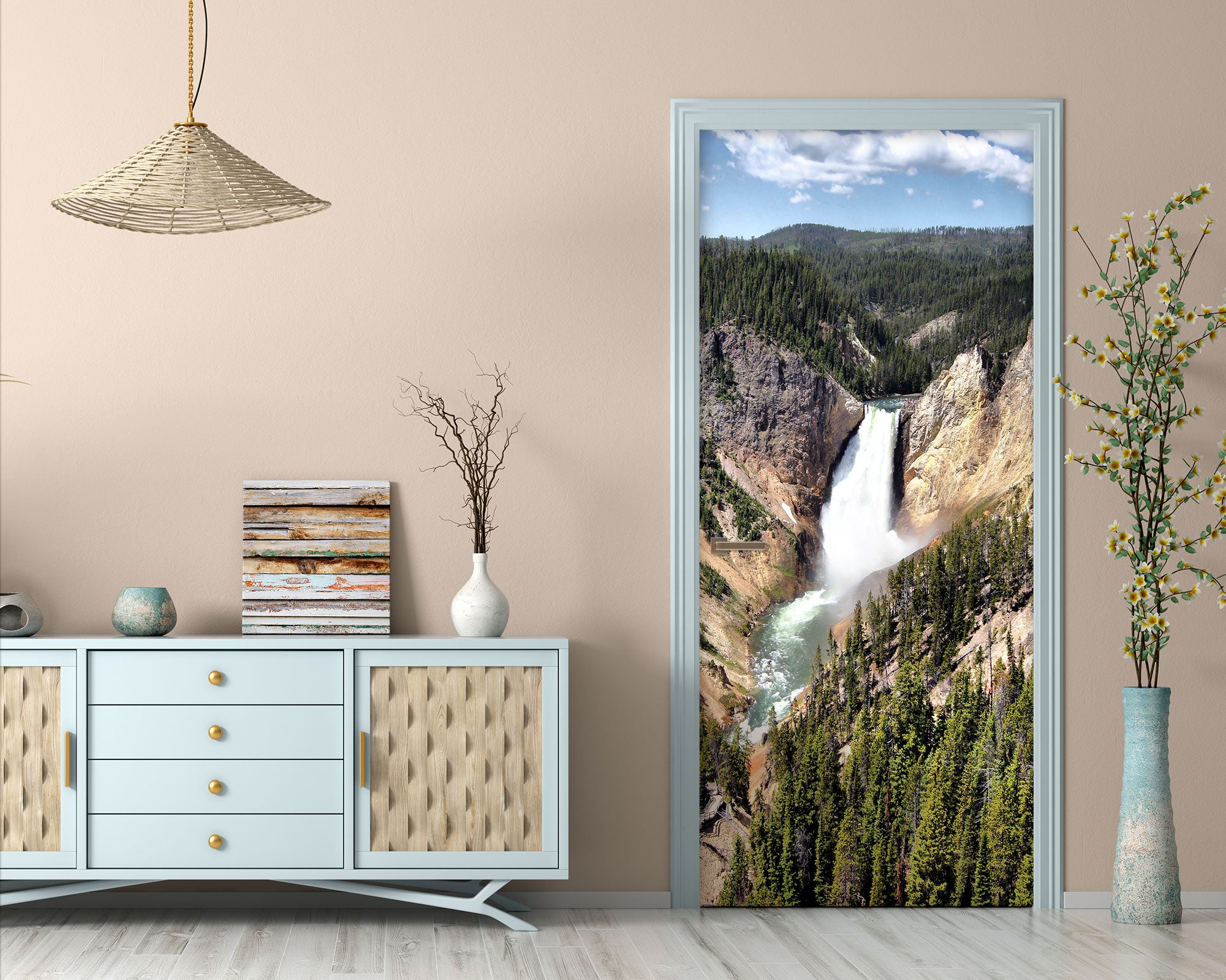 3D Mountain Waterfall 23105 Door Mural