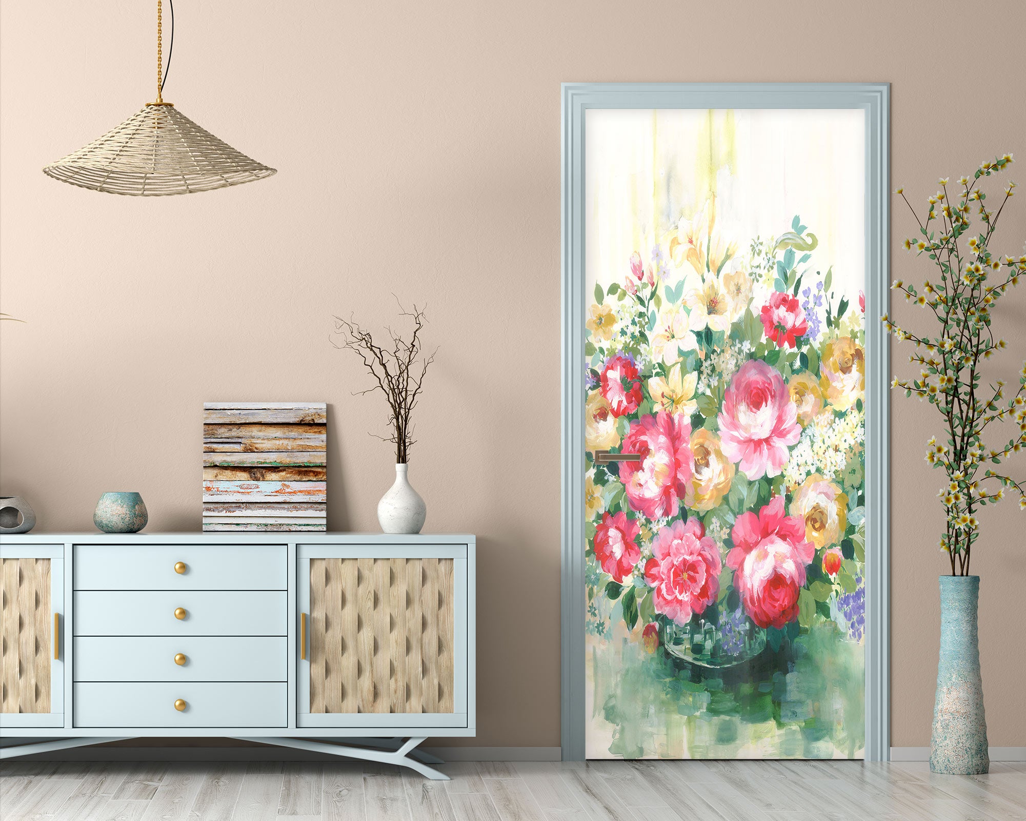 3D Flower Pot 25043 Door Mural