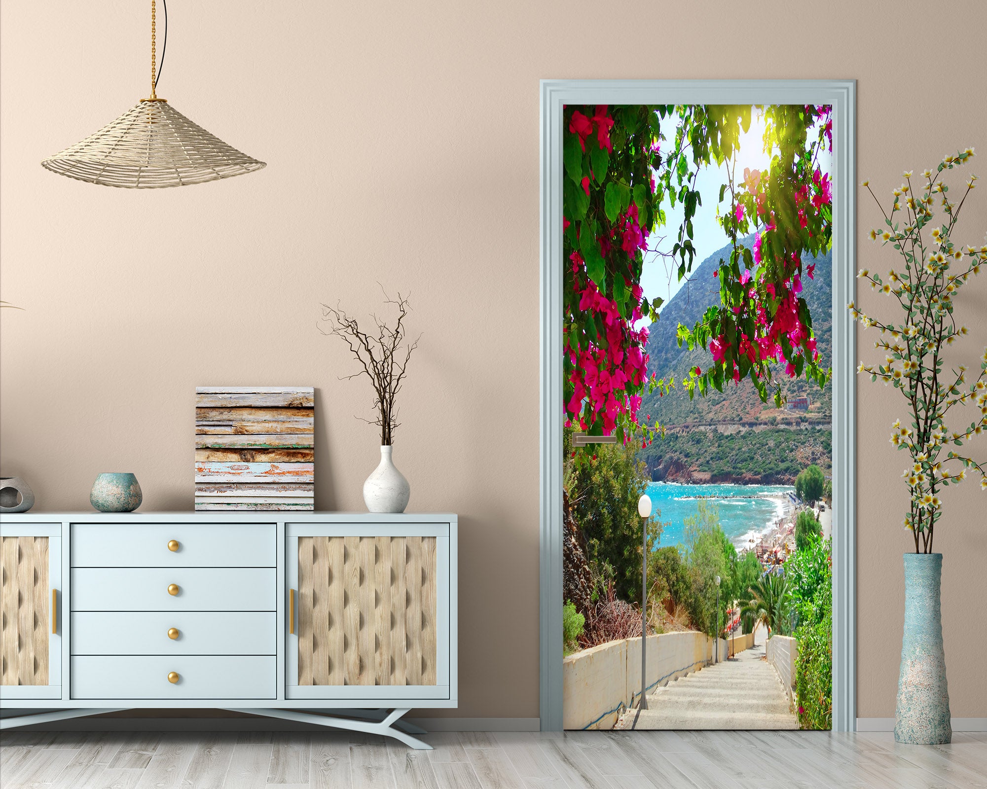 3D Mountain Flower Bush 22137 Door Mural