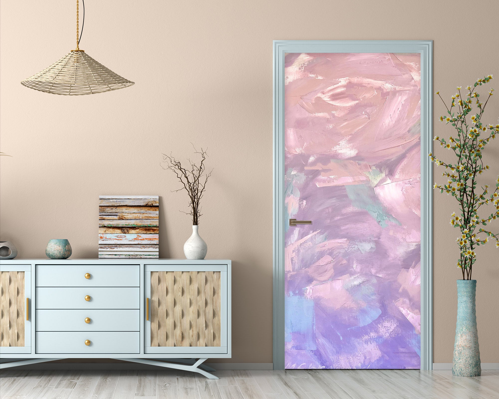 3D Pink Pigment 3074 Skromova Marina Door Mural