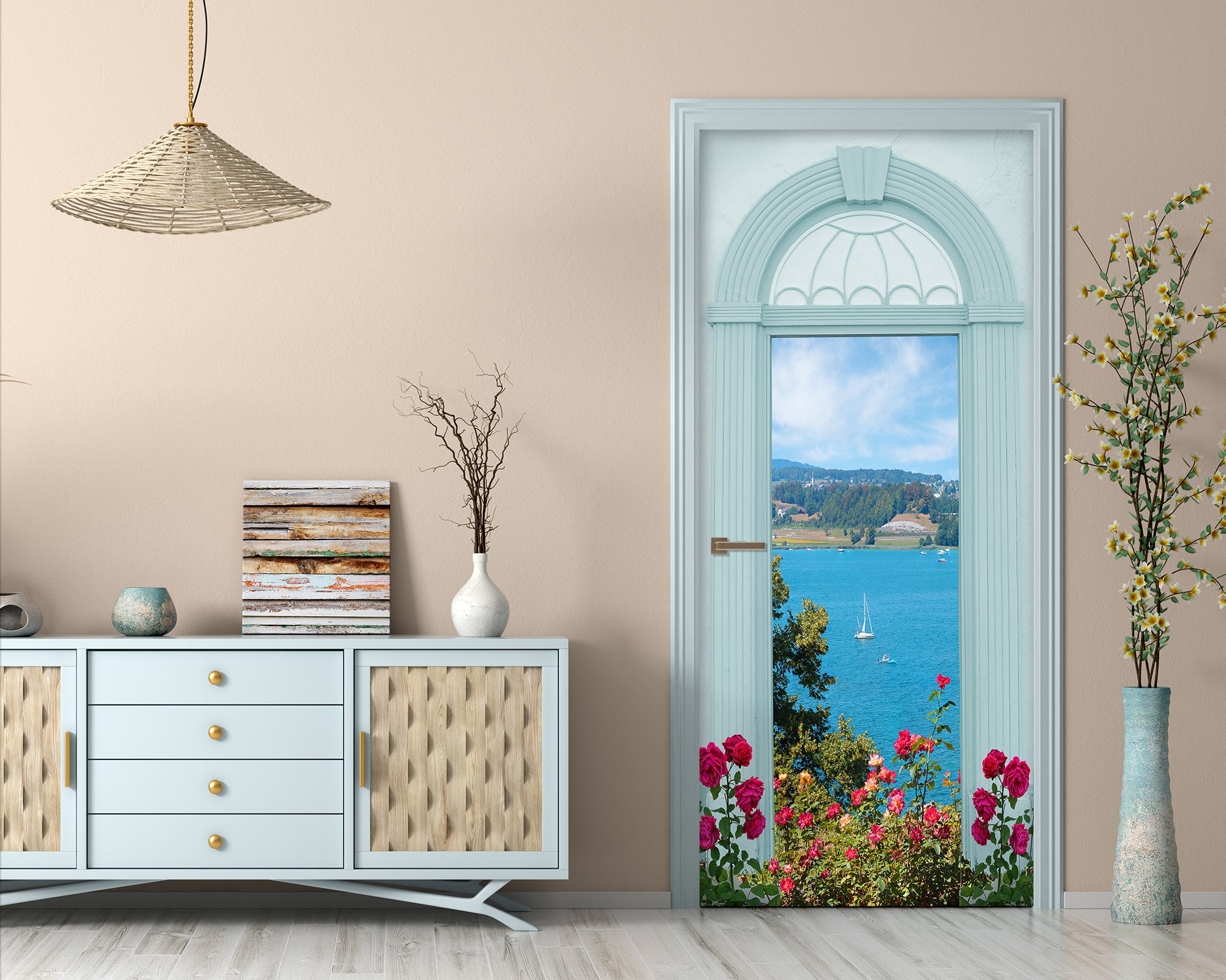 3D Sea Flower Bush 22151 Door Mural