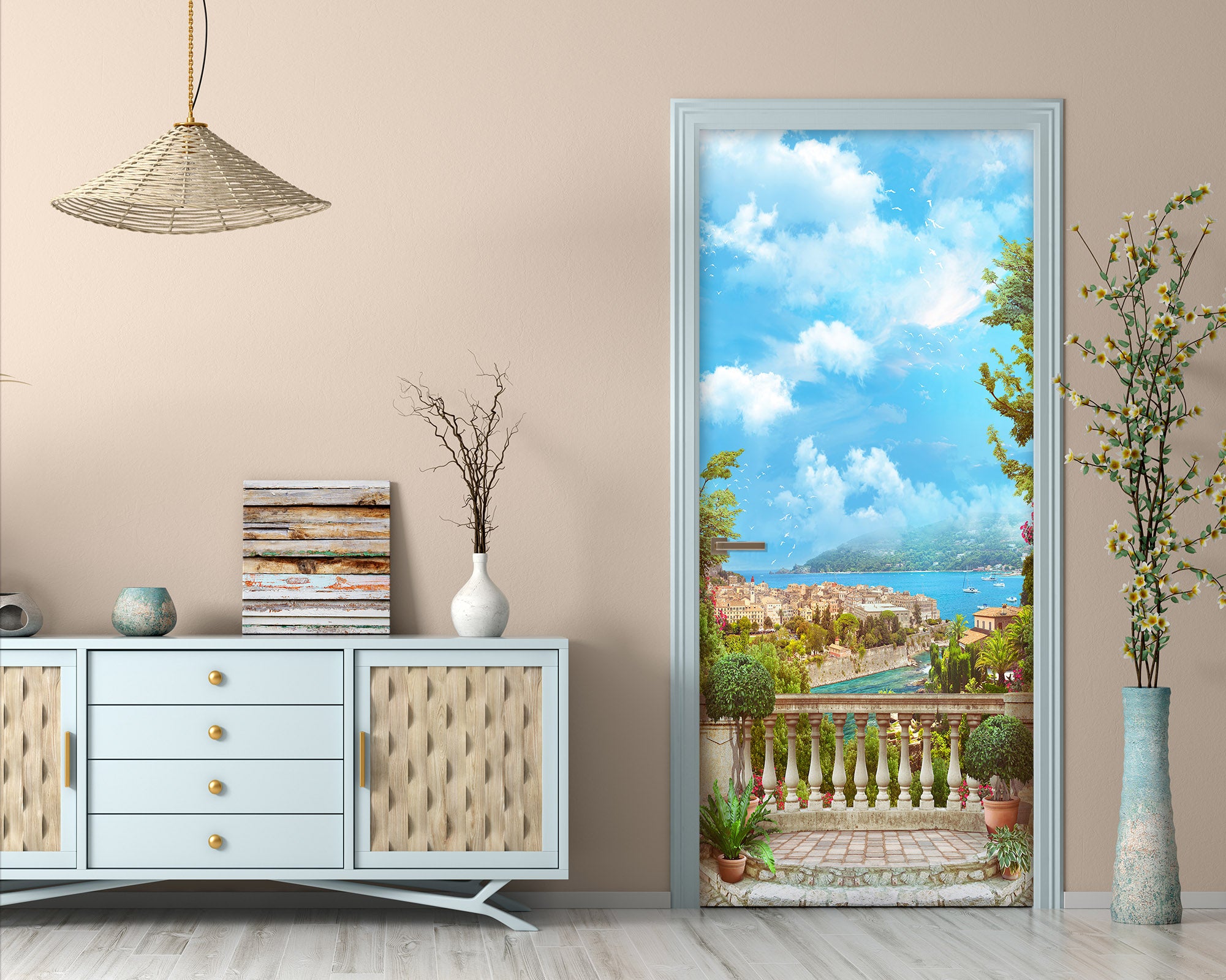 3D Sky Island 22167 Door Mural