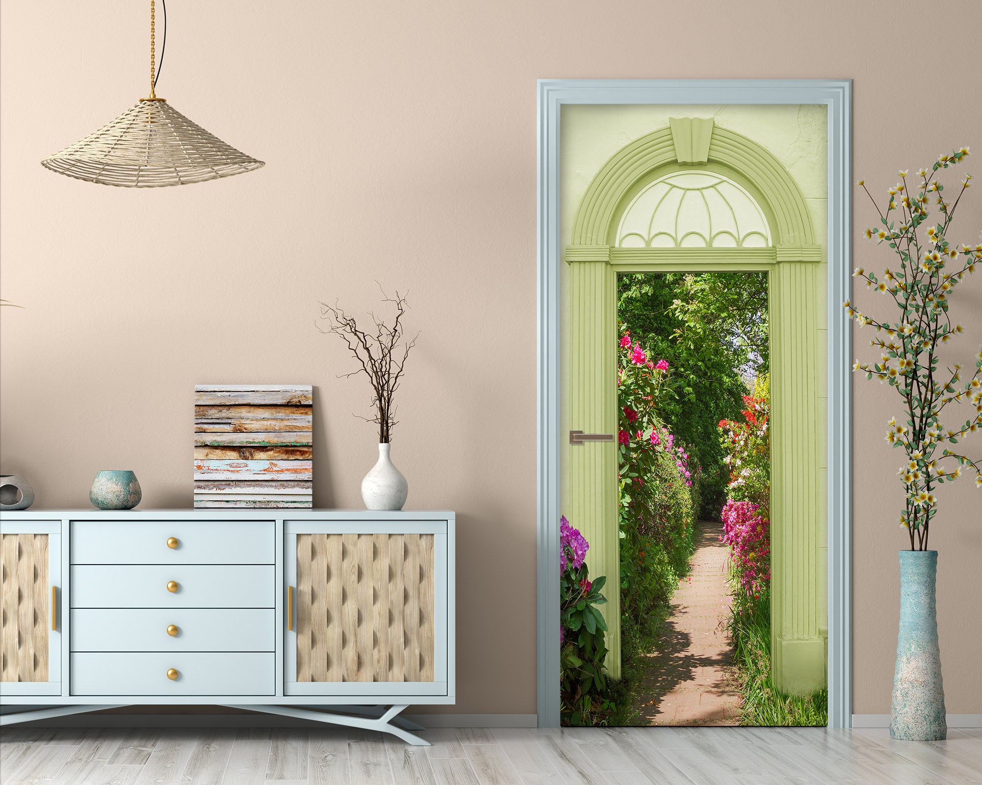 3D Corridor Of Flowers 22064 Door Mural