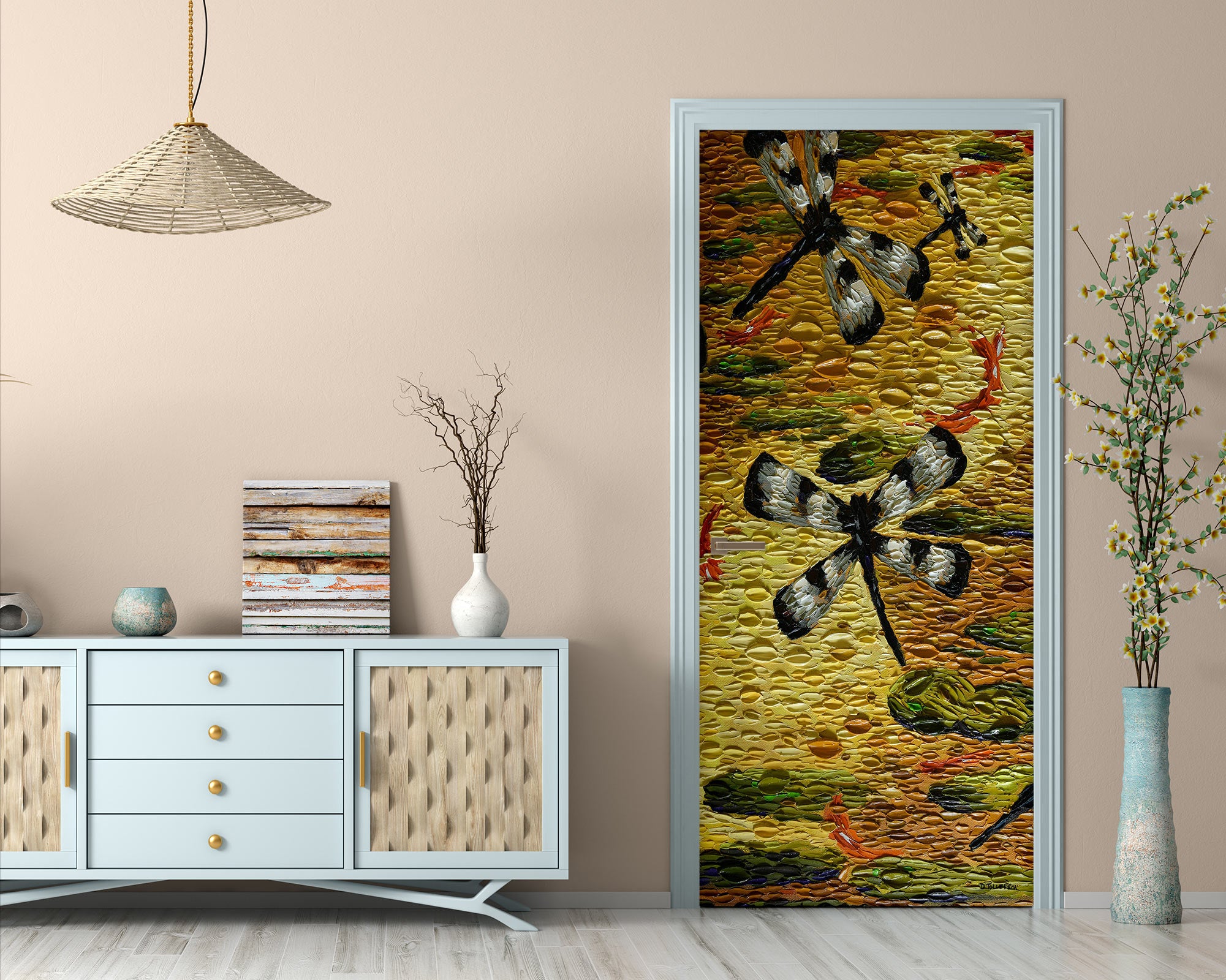 3D Dragonfly Pattern 112203 Dena Tollefson Door Mural