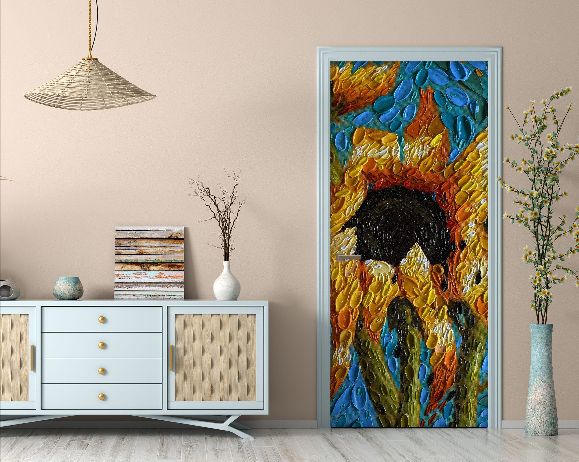 3D Sunflower Painting 11312 Dena Tollefson Door Mural