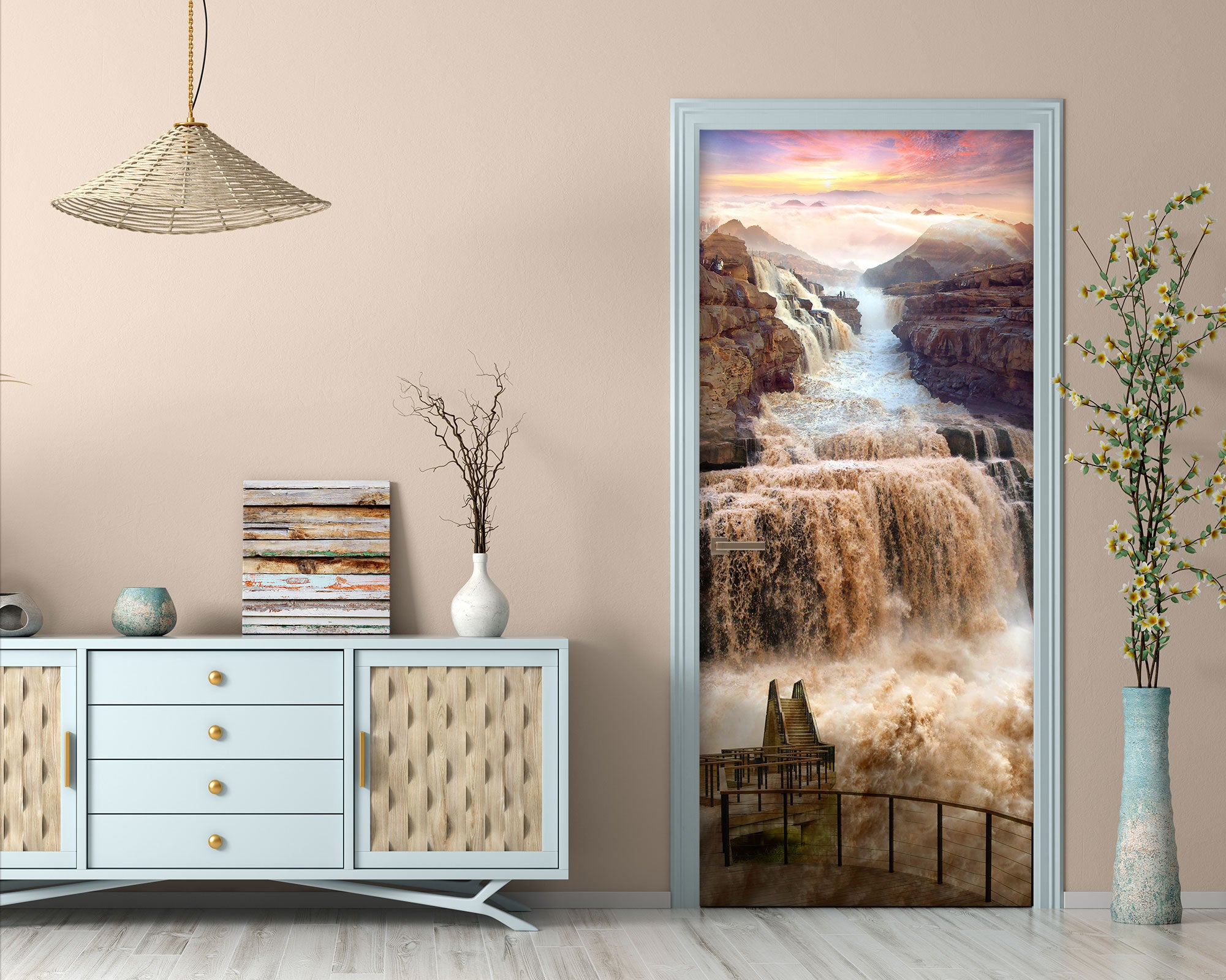 3D Waterfall Flood 033 Door Mural