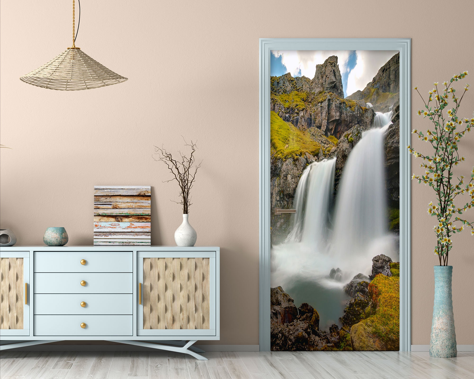 3D Mountain Waterfall 23123 Door Mural