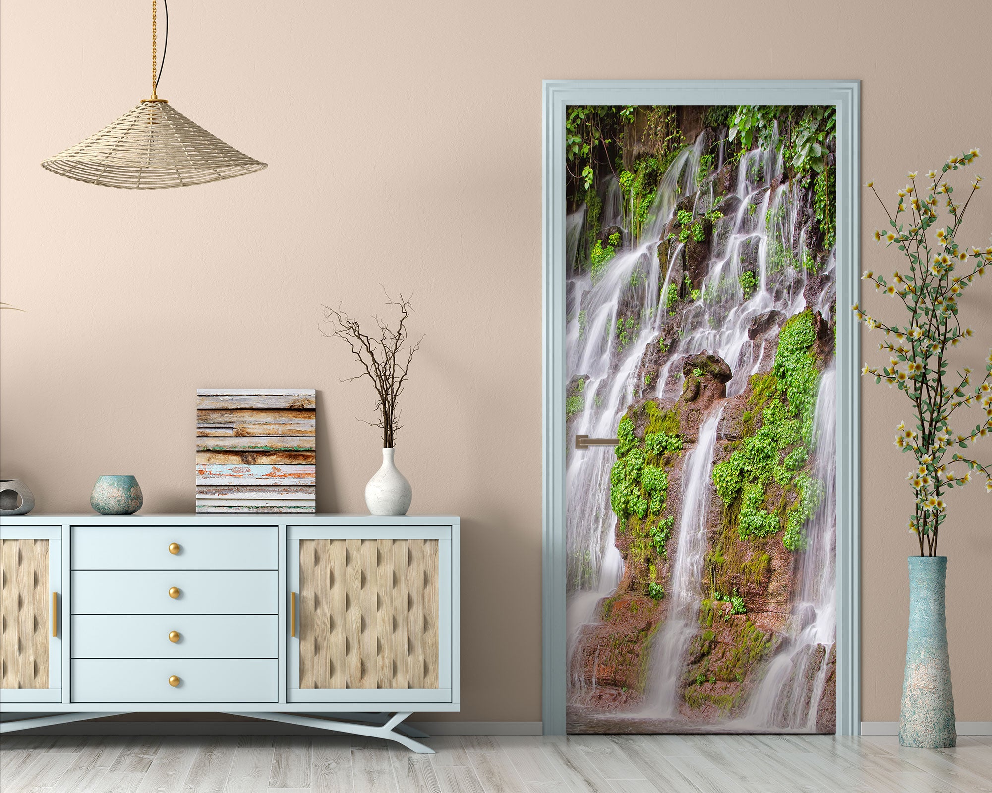 3D Mountain Waterfall 23017 Door Mural