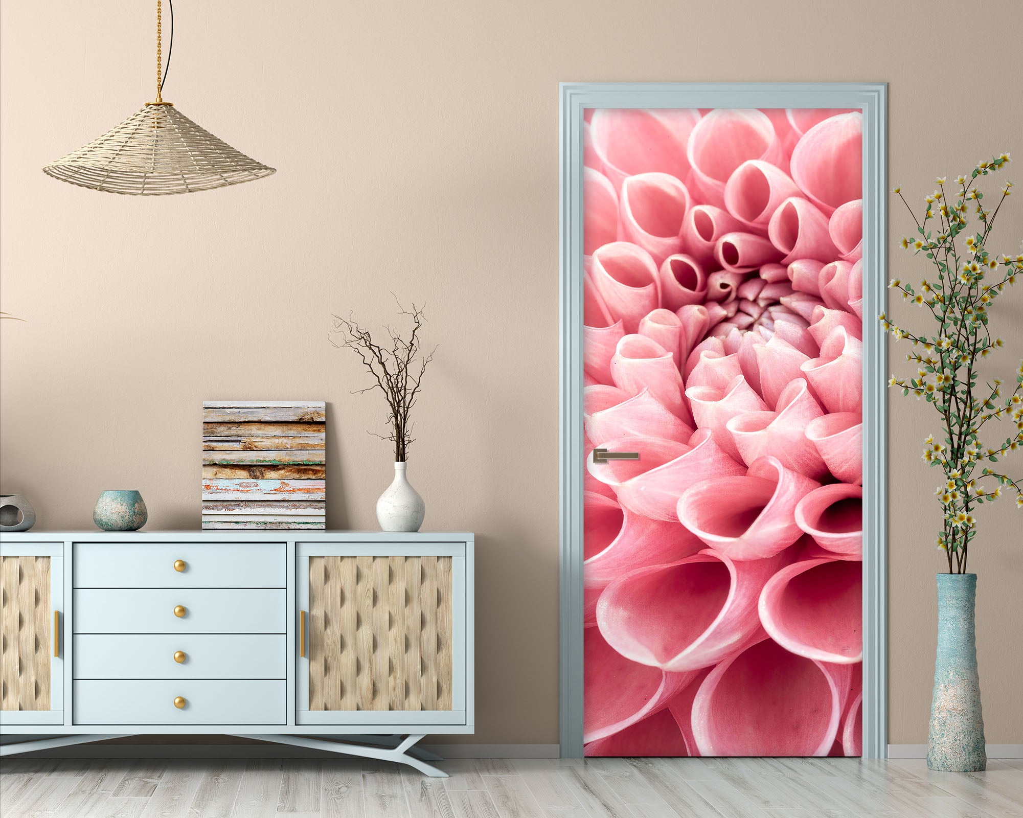 3D Pink Petals 5052 Assaf Frank Door Mural