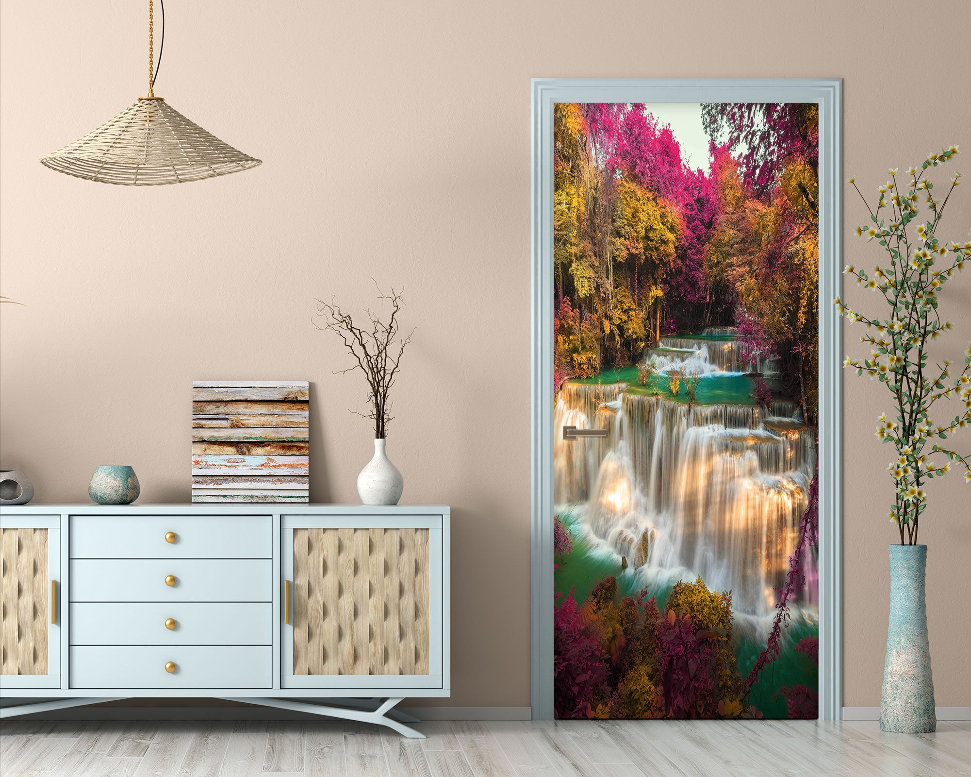 3D Waterfall Forest 24107 Door Mural