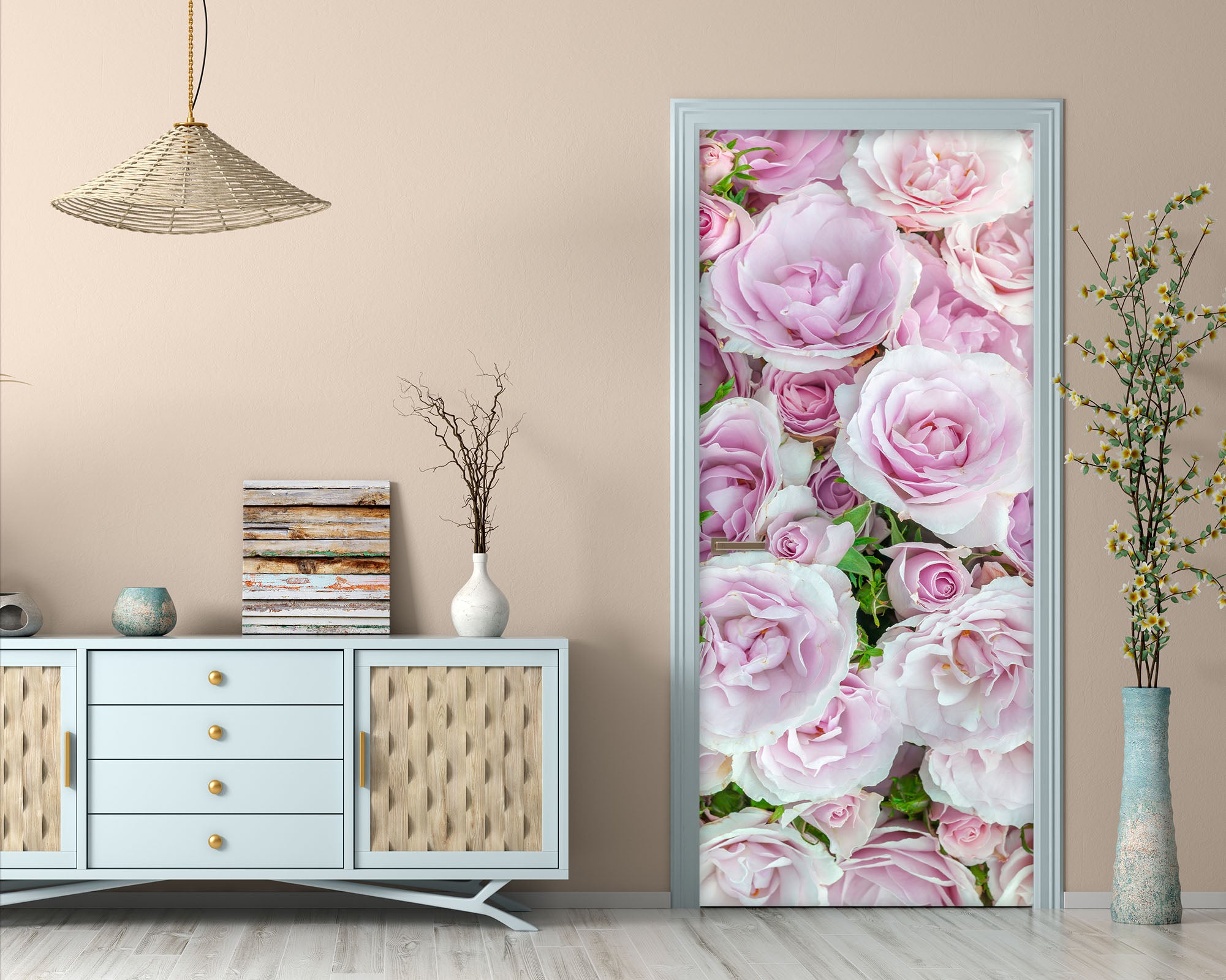 3D Pink Roses 5045 Assaf Frank Door Mural