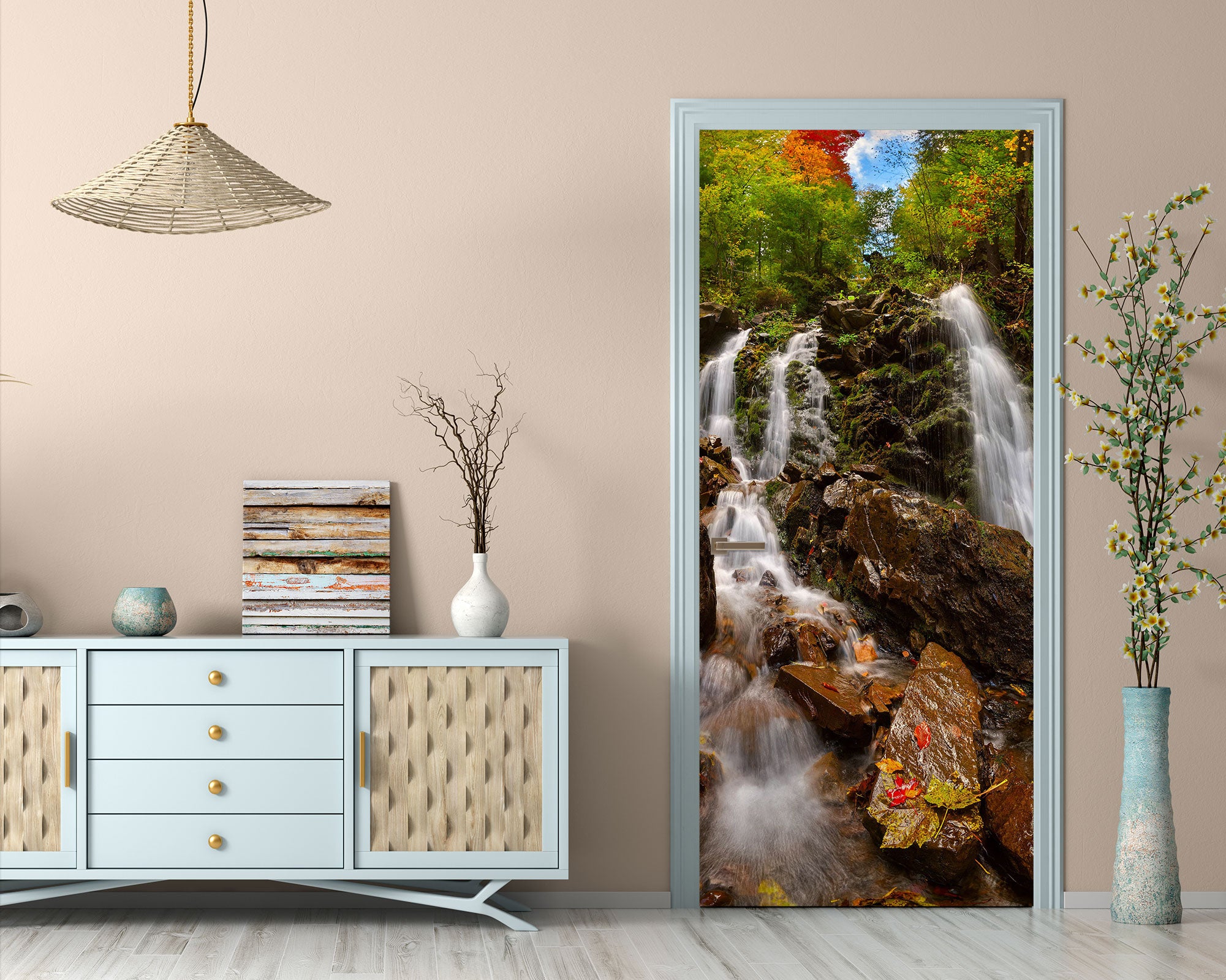 3D Mountain Running Water 24080 Door Mural