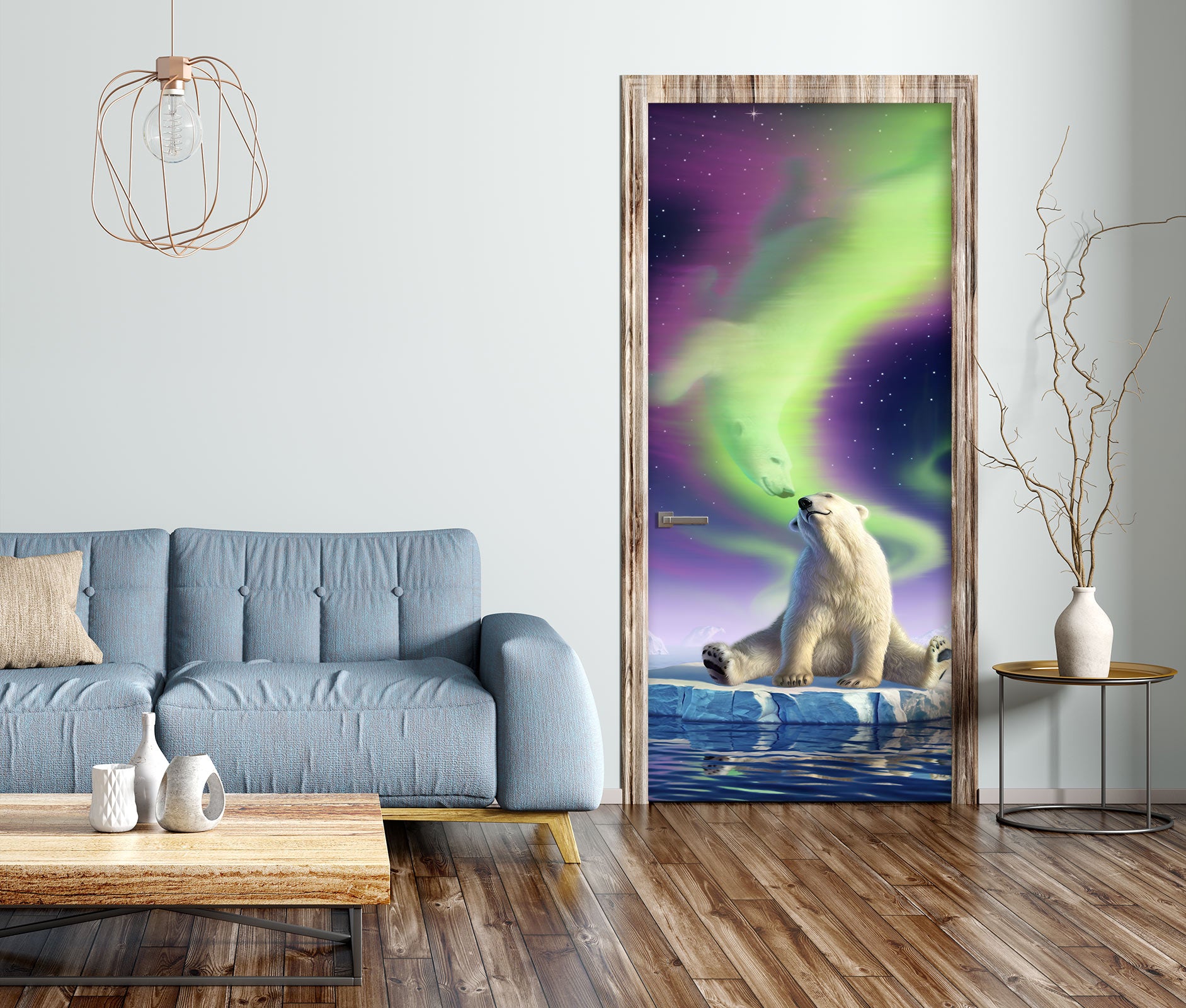 3D Aurora Polar Bear 112113 Jerry LoFaro Door Mural