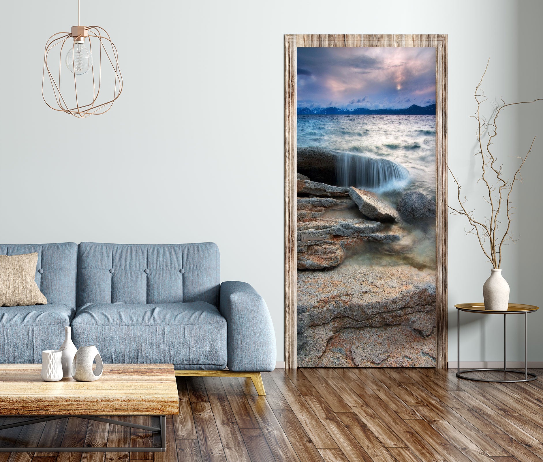 3D Sea Slate 247 Door Mural