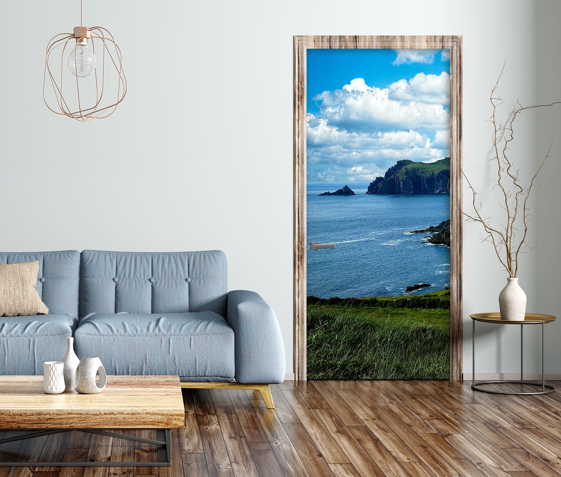 3D Sky Grassland Sea 11108 Kathy Barefield Door Mural