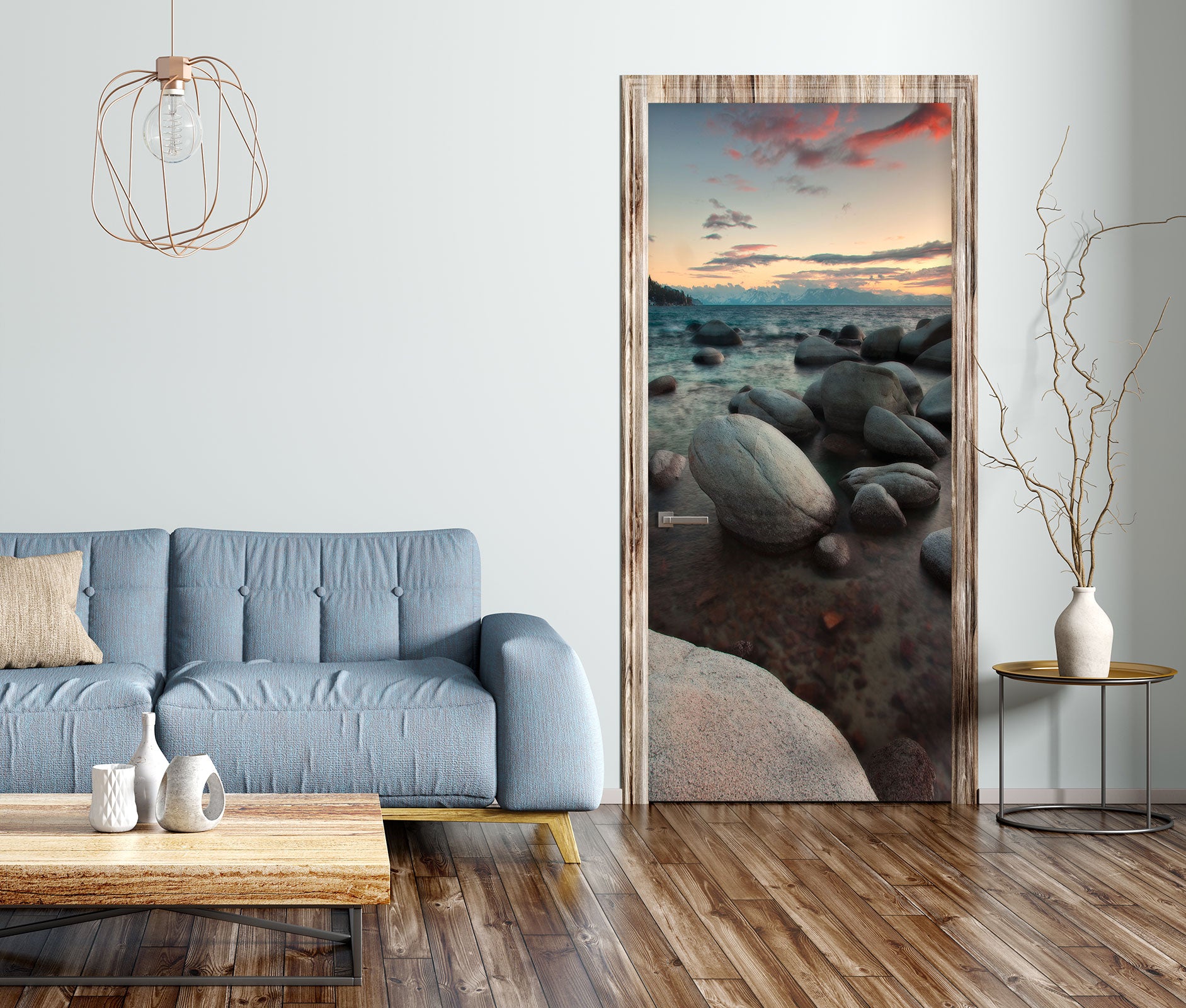 3D Big Stone Sea 123 Door Mural