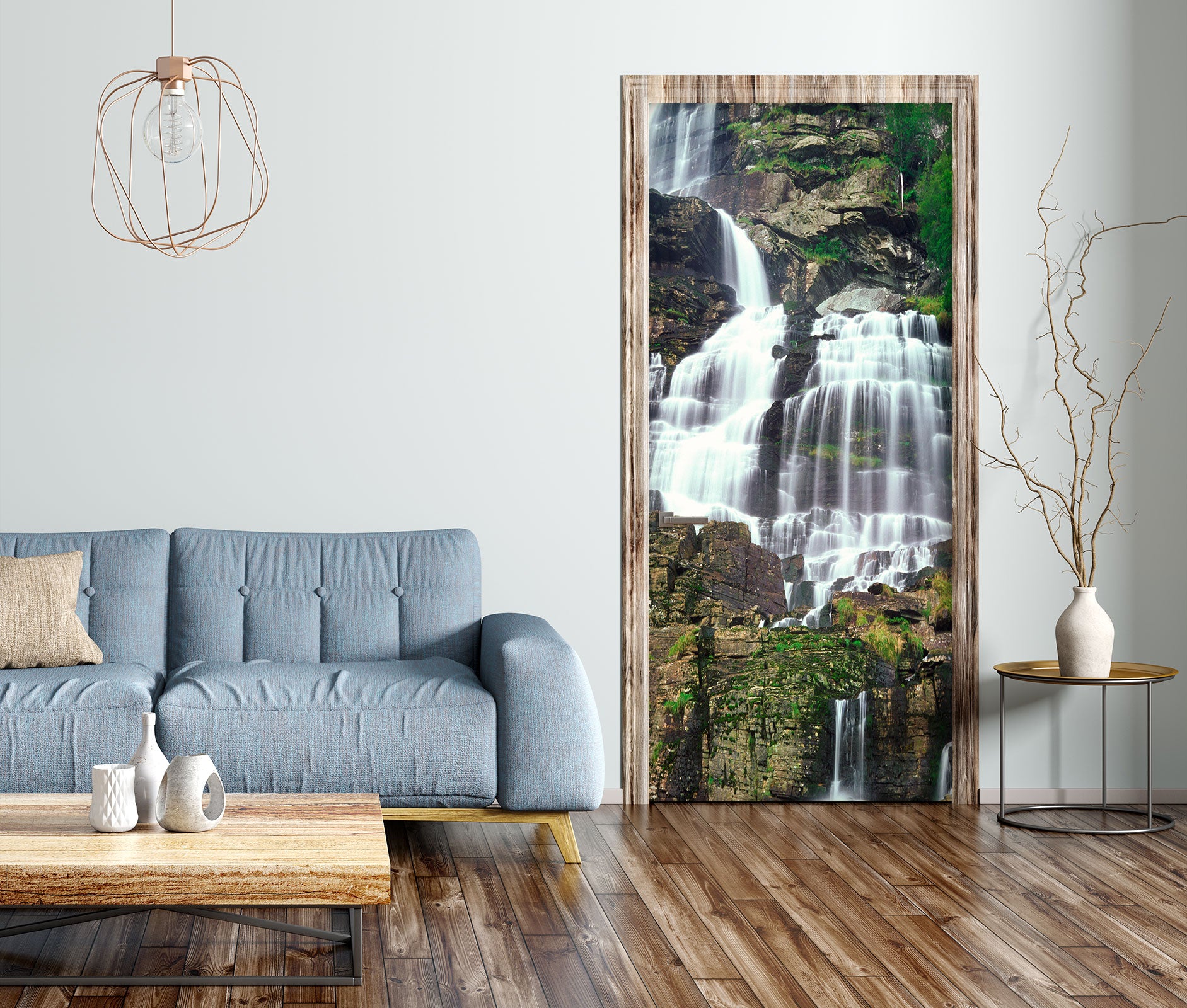 3D Mountain Waterfall 23060 Door Mural