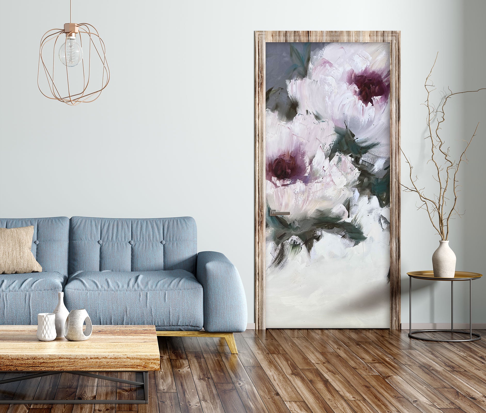 3D White Peony 3170 Skromova Marina Door Mural