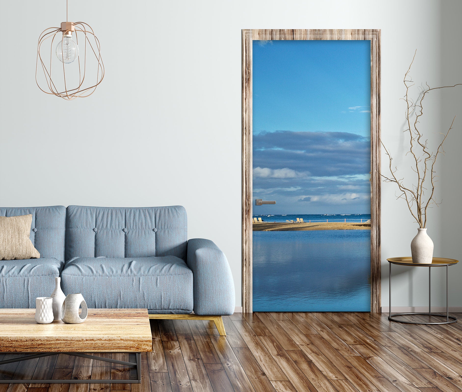 3D Sea Blue 11118 Kathy Barefield Door Mural