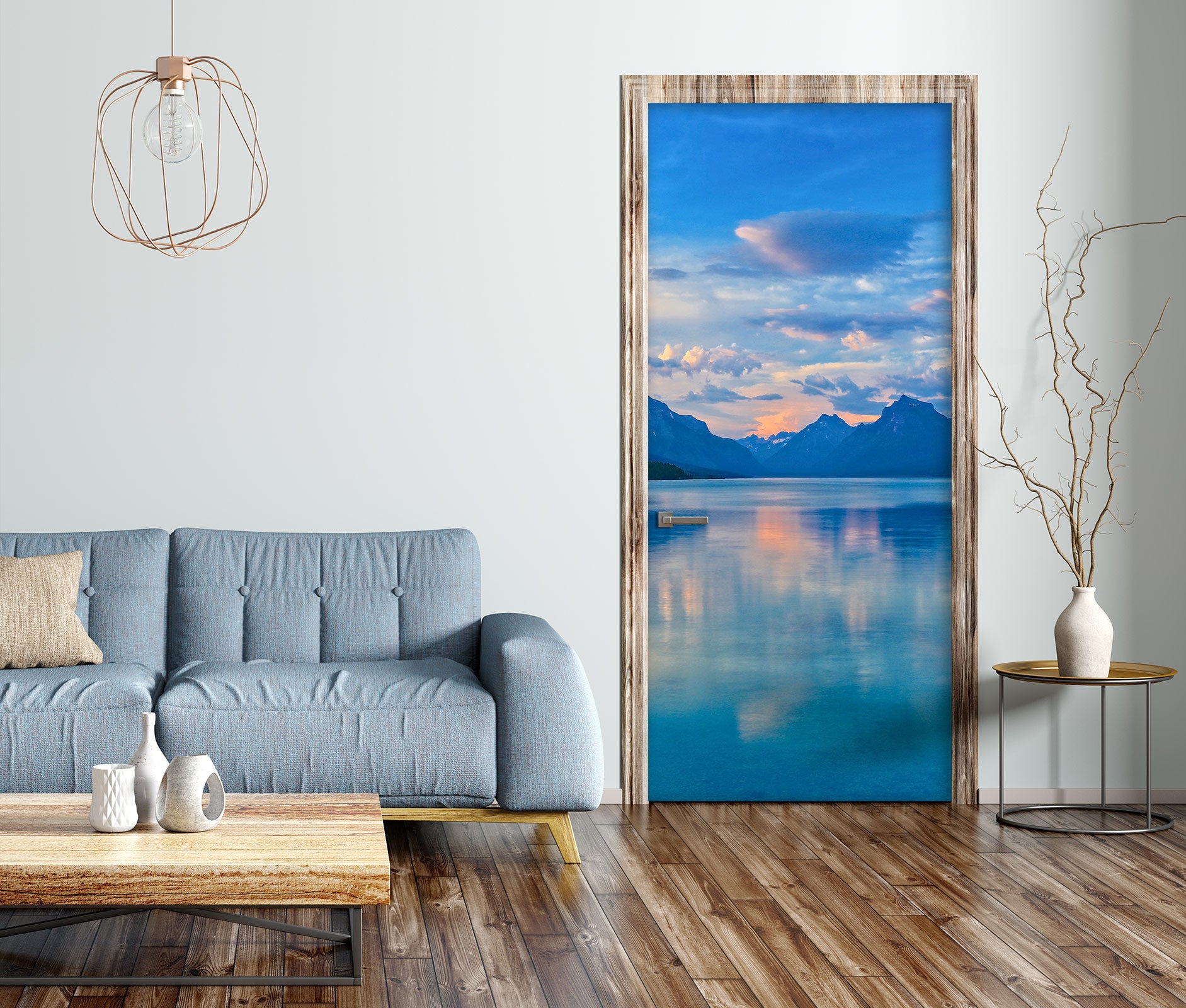 3D Blue Lake Sky 110210 Kathy Barefield Door Mural