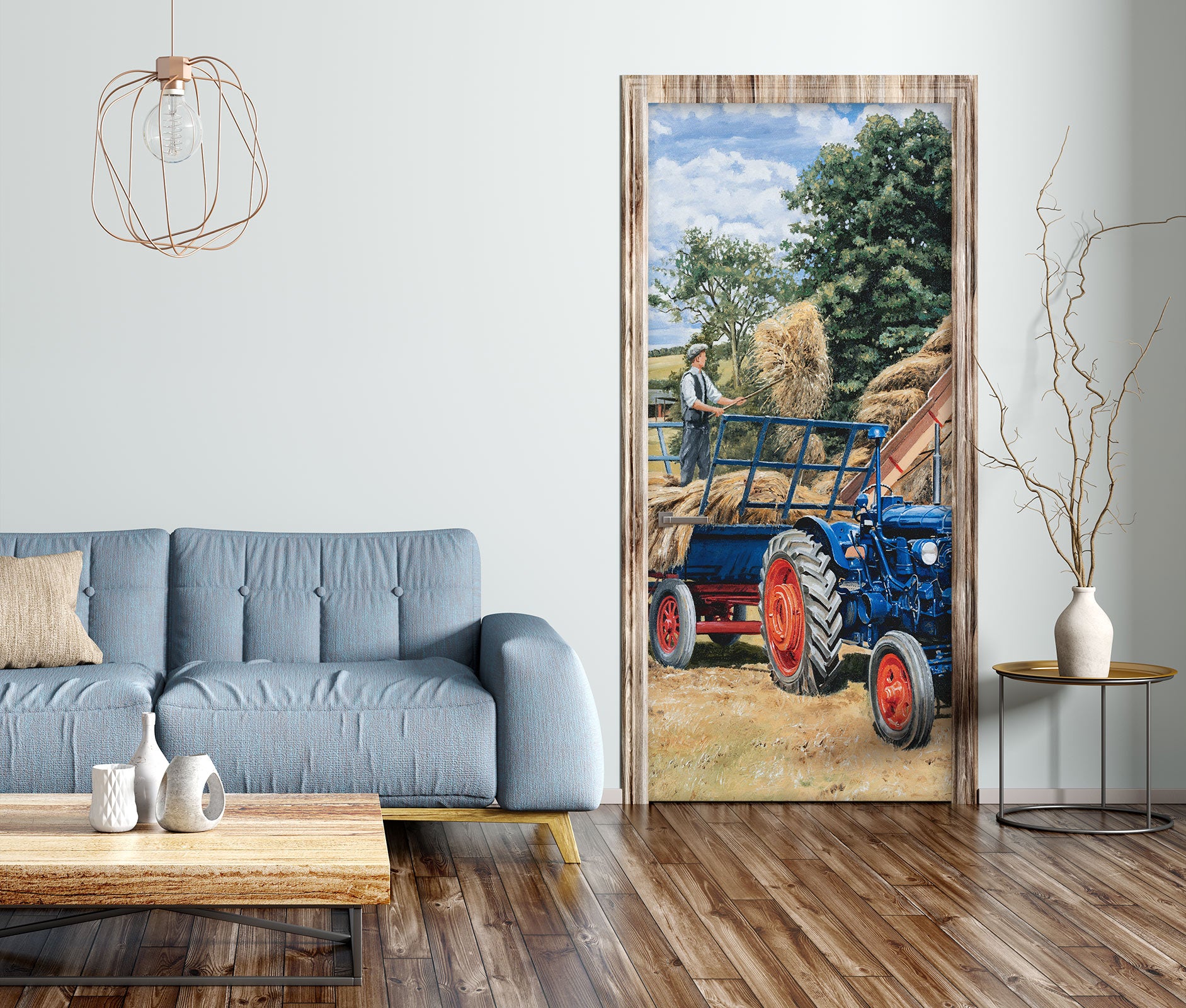 3D Grass Tractor 10325 Trevor Mitchell Door Mural