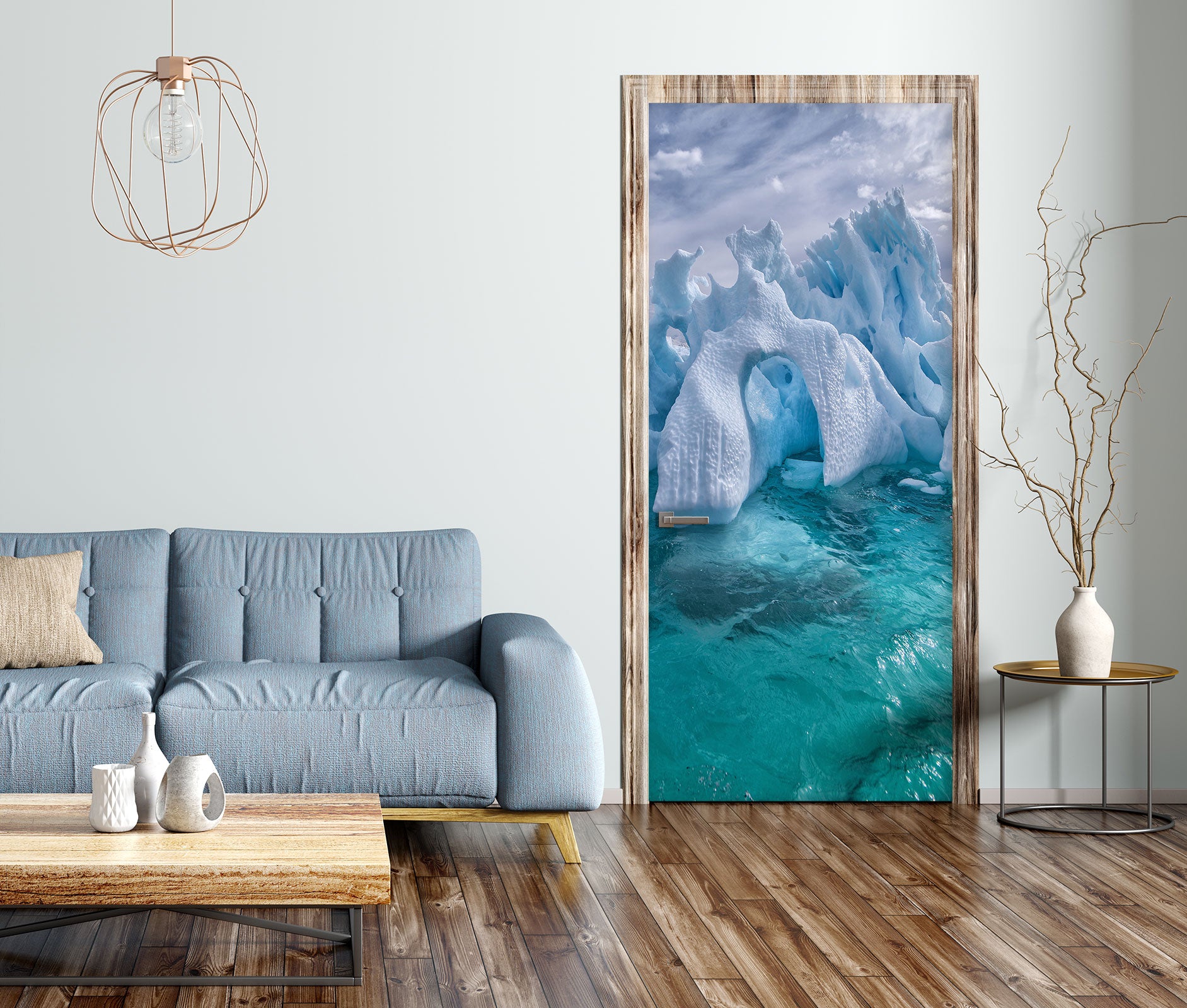 3D Iceberg Sea 212 Door Mural