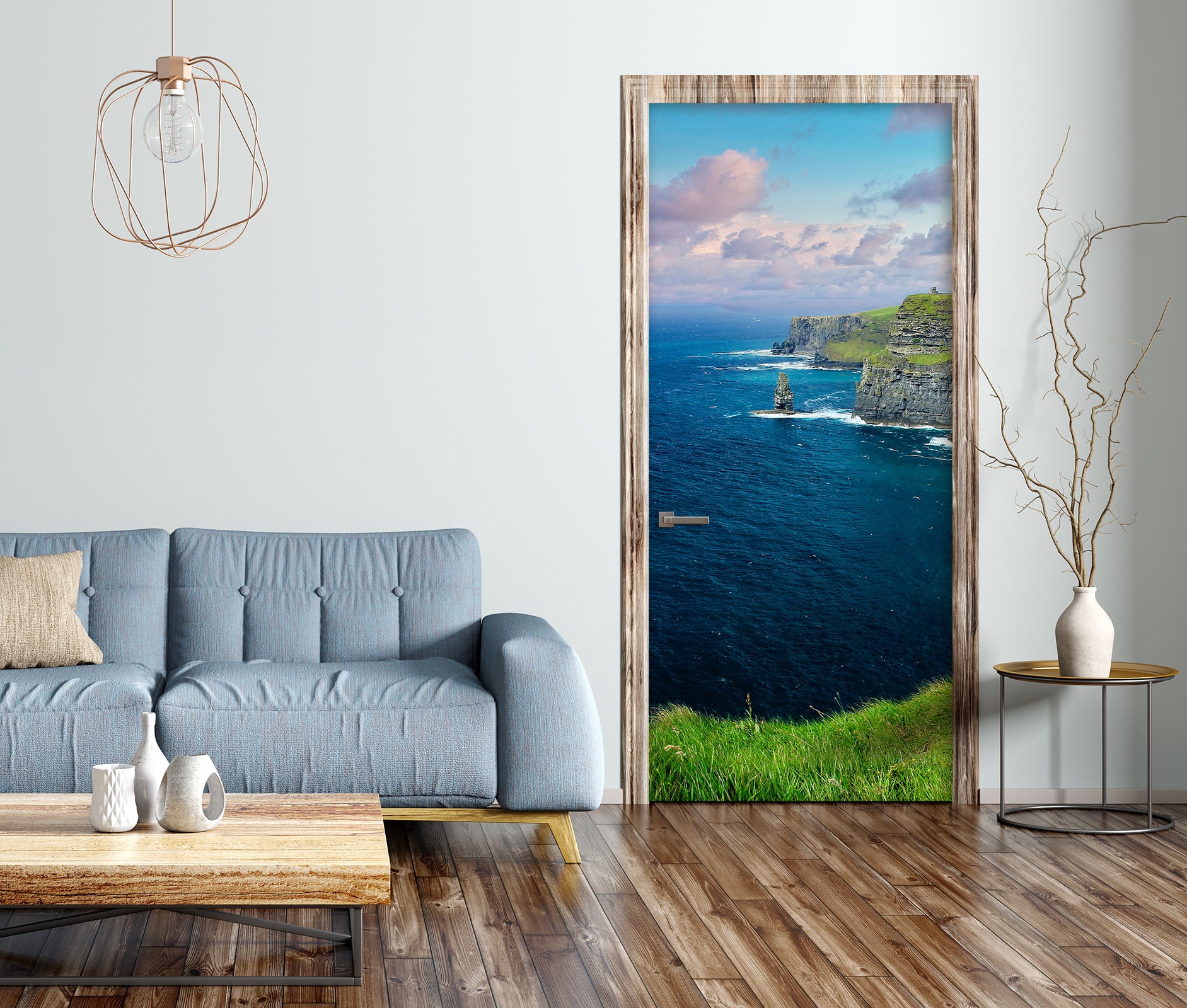 3D Blue Sea Grass 11106 Kathy Barefield Door Mural