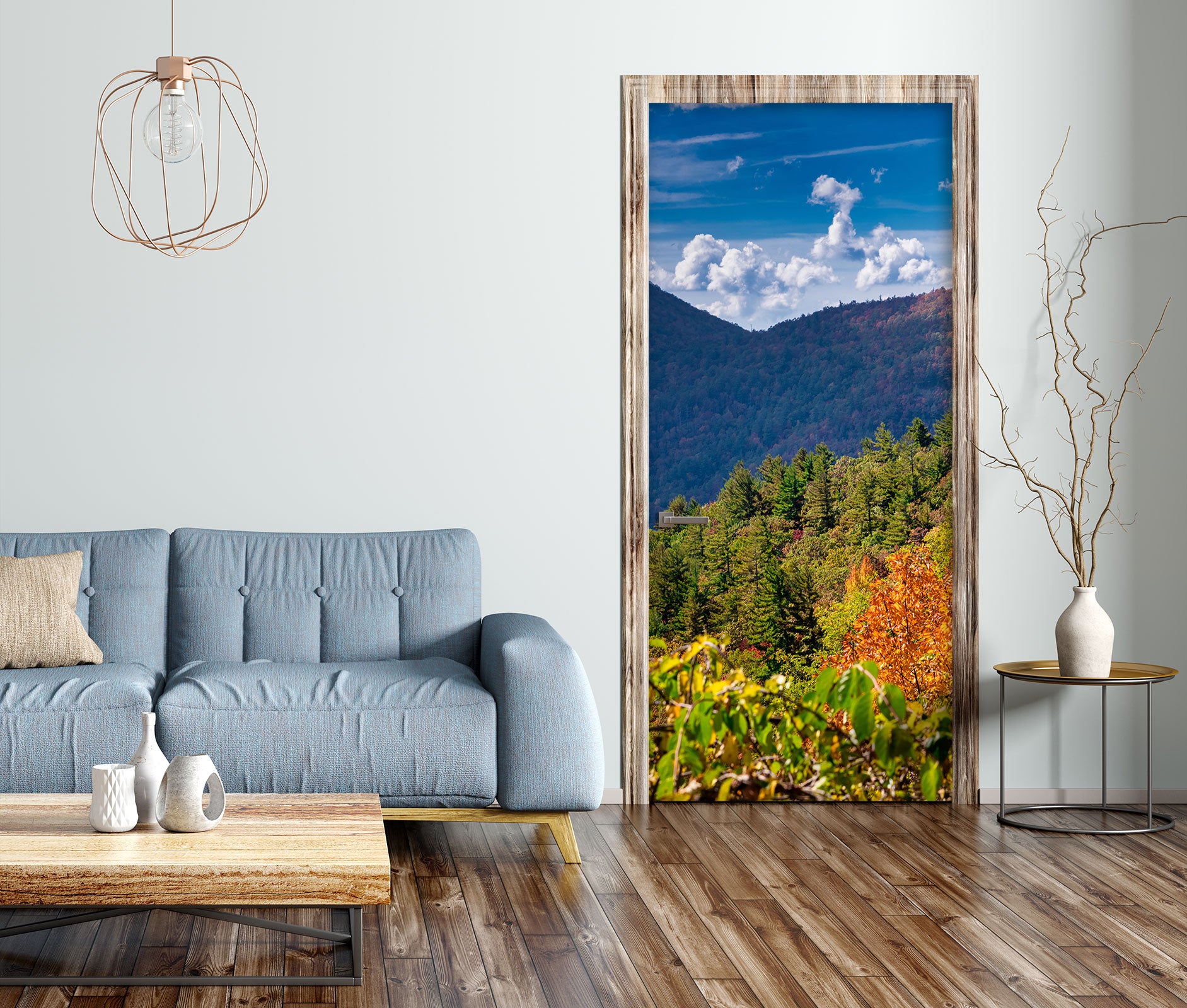 3D Mountains Trees 10838 Beth Sheridan Door Mural