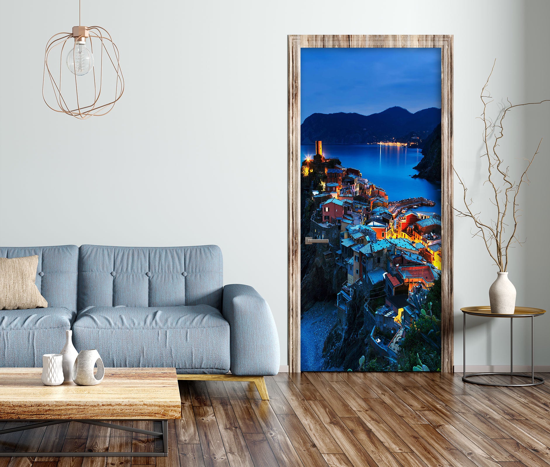 3D Mountain House Night View 23073 Door Mural