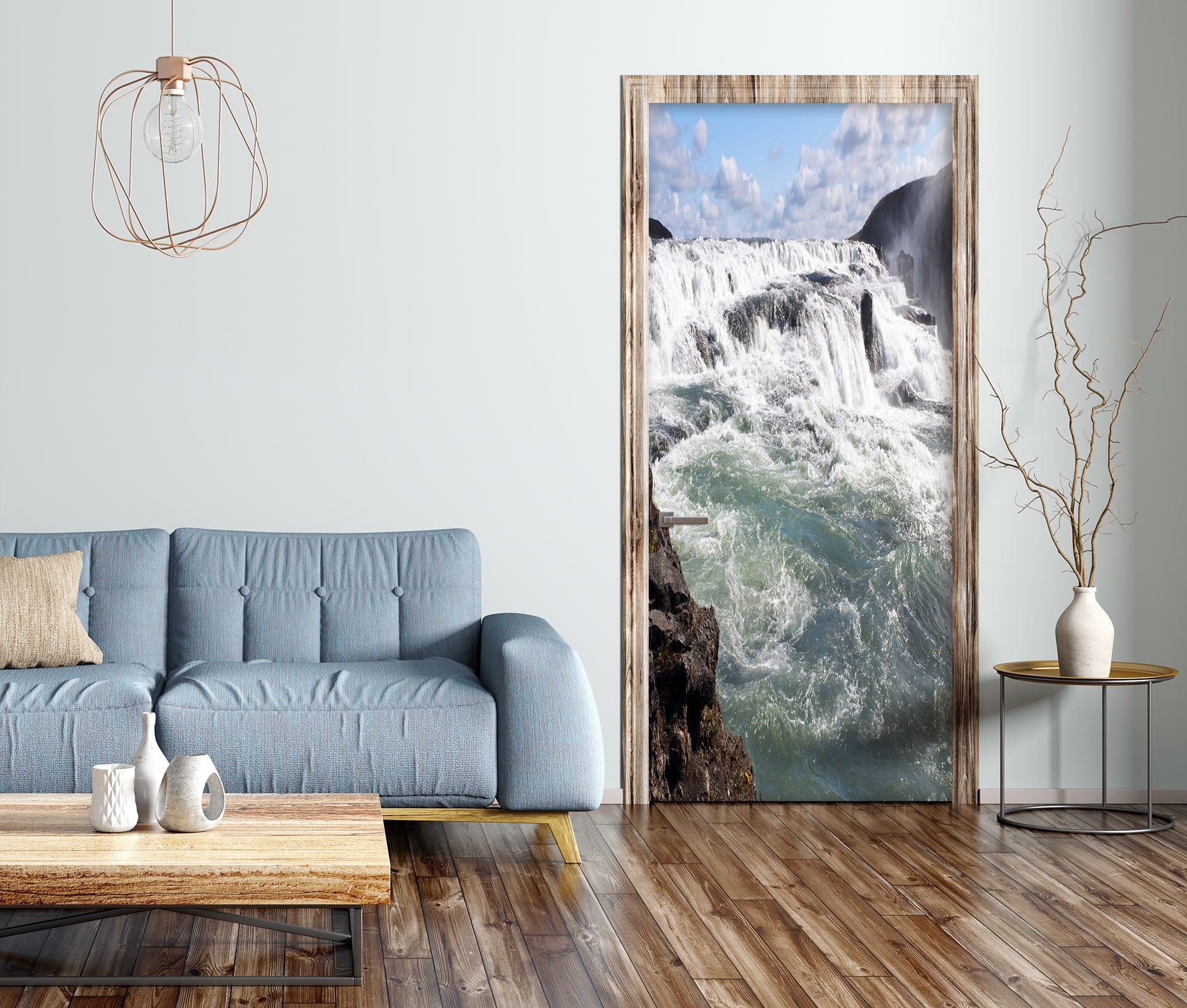 3D Waterfall Sea 196 Door Mural