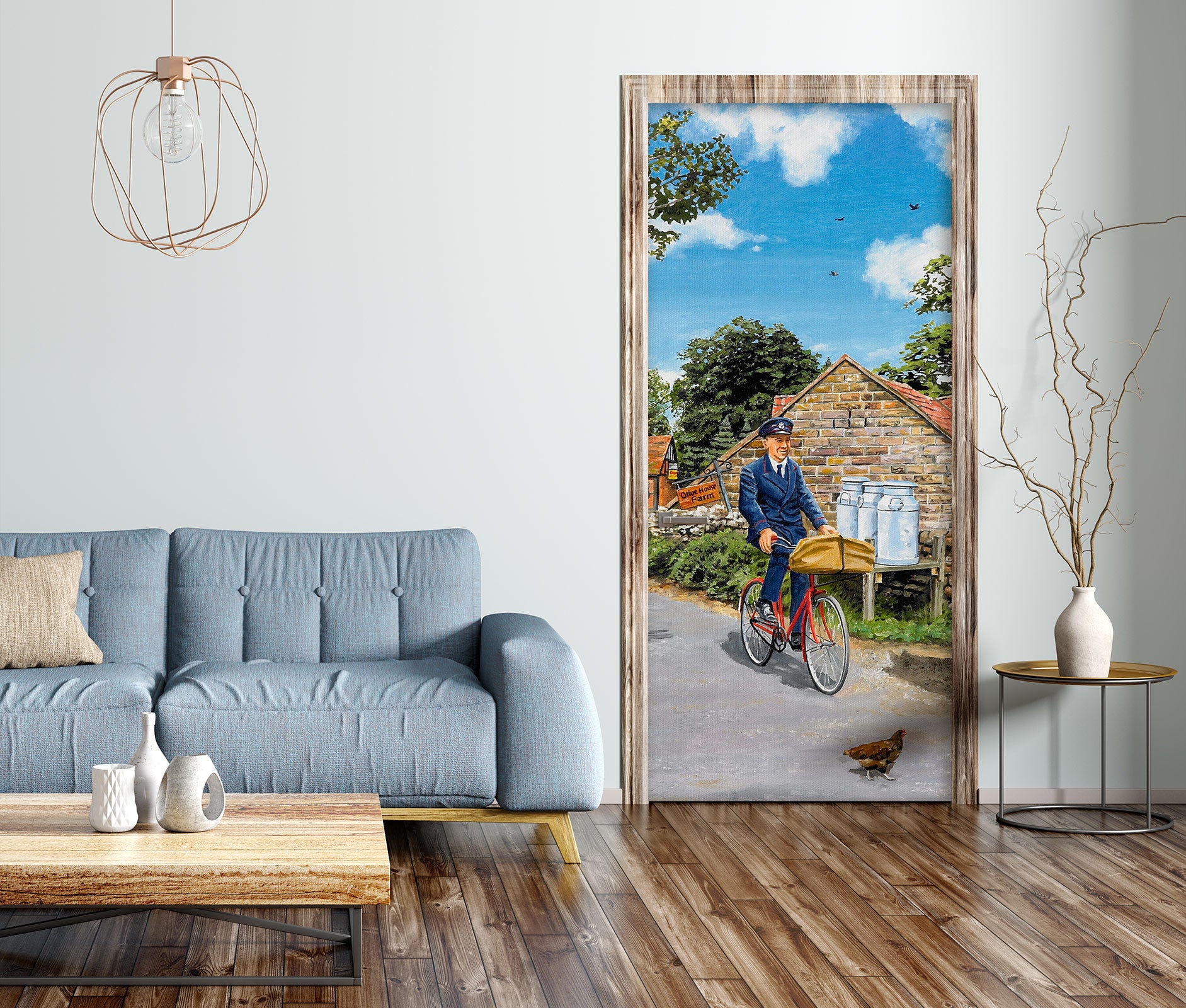 3D Brick House Bicycle Man 103119 Trevor Mitchell Door Mural