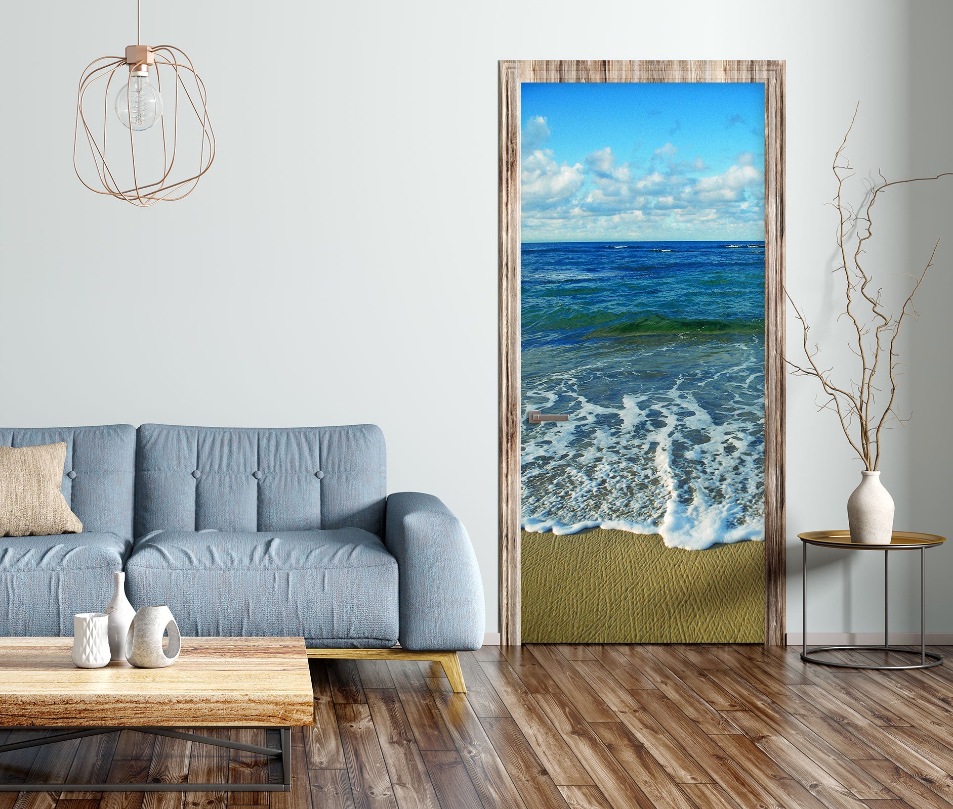 3D Seaside Beach 240 Door Mural