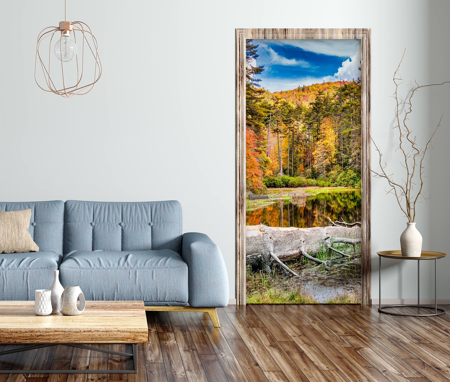 3D Woods Pool 10828 Beth Sheridan Door Mural