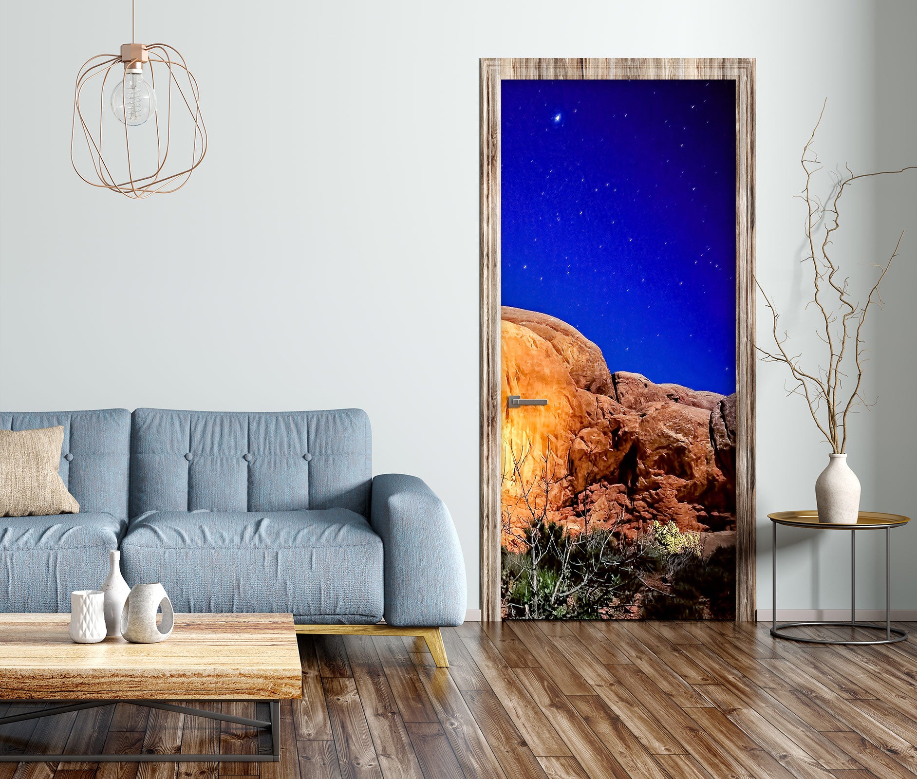 3D Blue Starry Sky Stone 10854 Beth Sheridan Door Mural