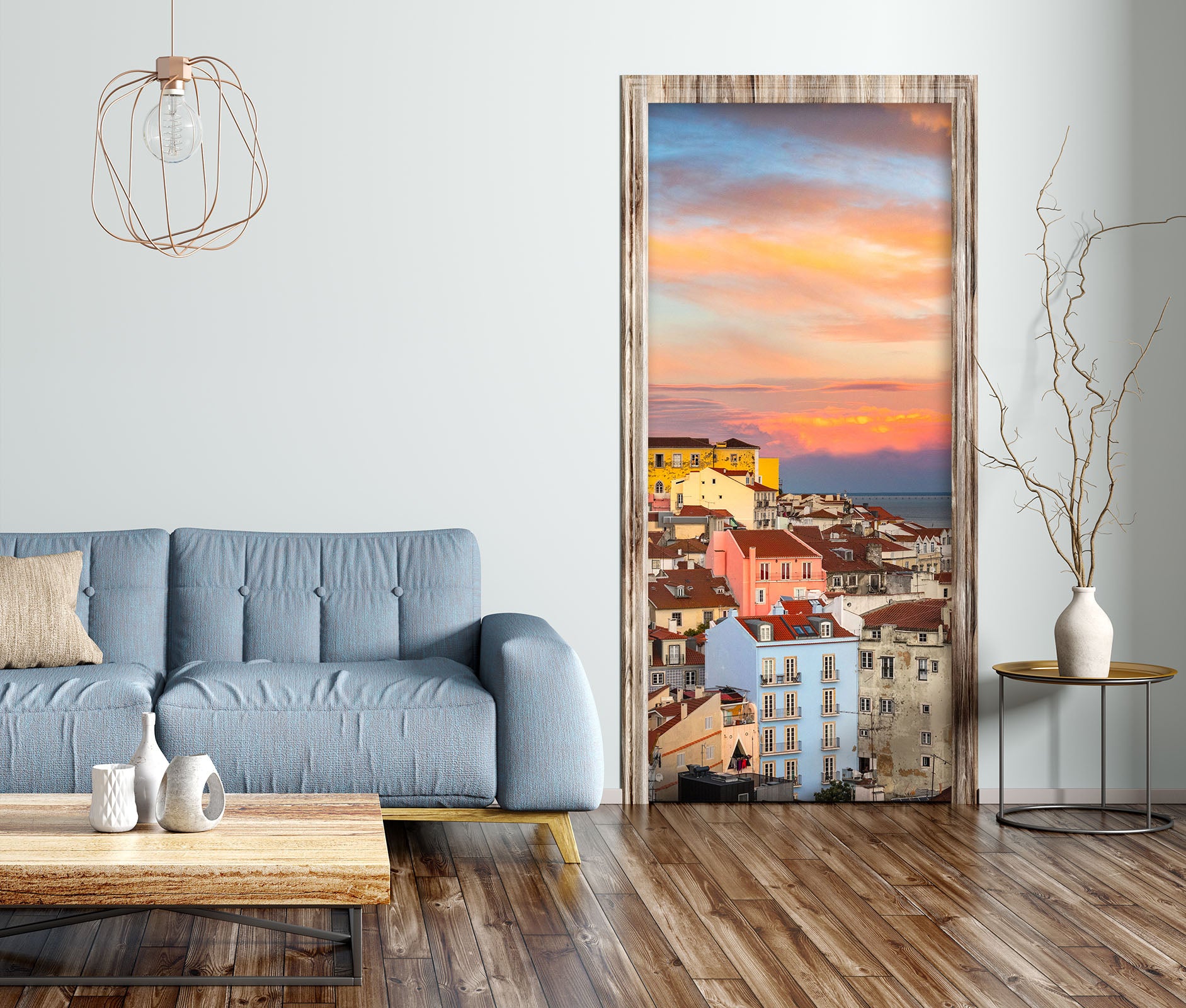 3D House Sky Sunset 114105 Marco Carmassi Door Mural