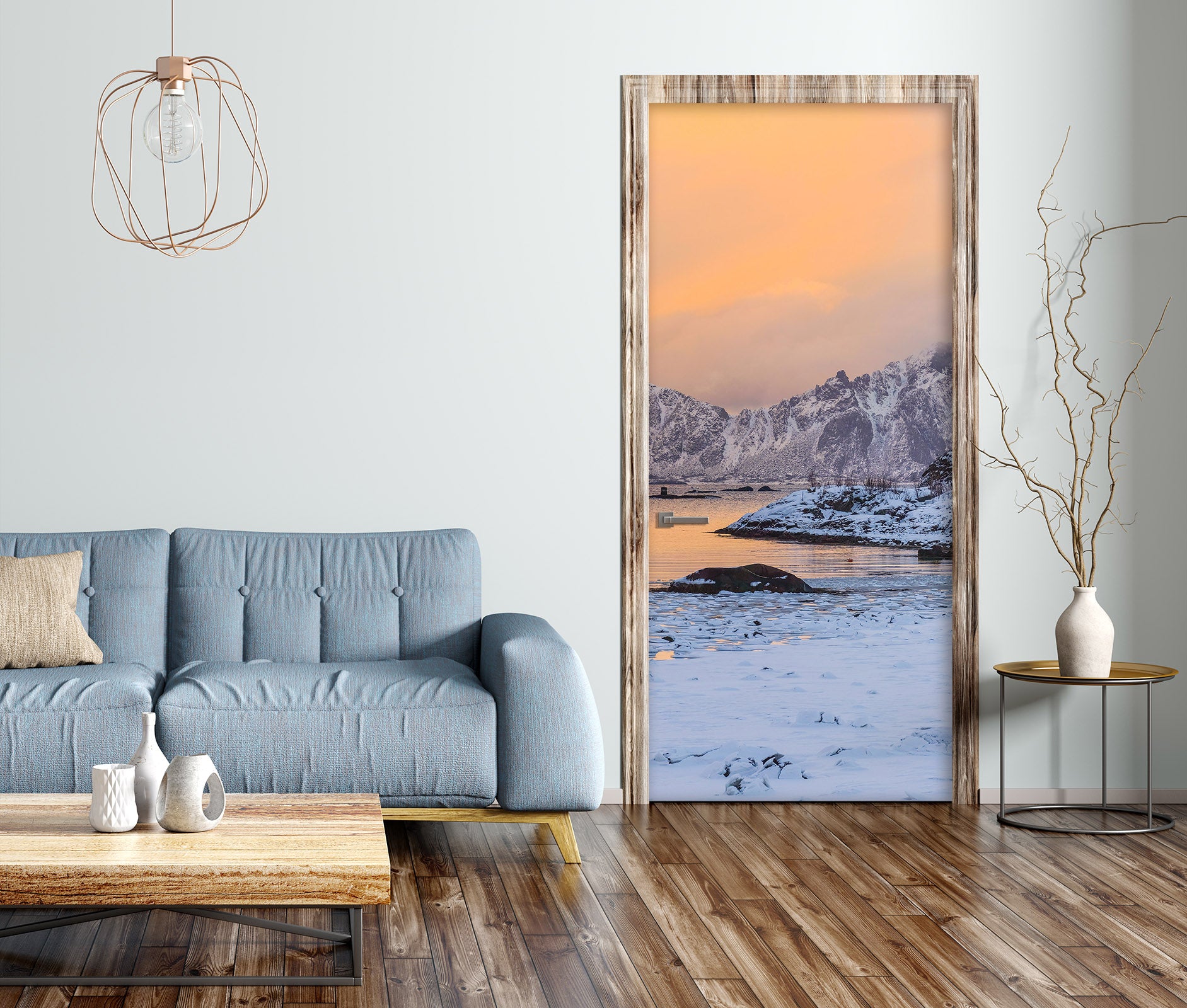 3D Snow Mountain Lakeside 119193 Marco Carmassi Door Mural